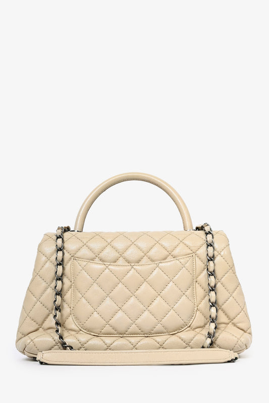 Chanel 2016 Cream Leather Small Coco Top Handle Handbag