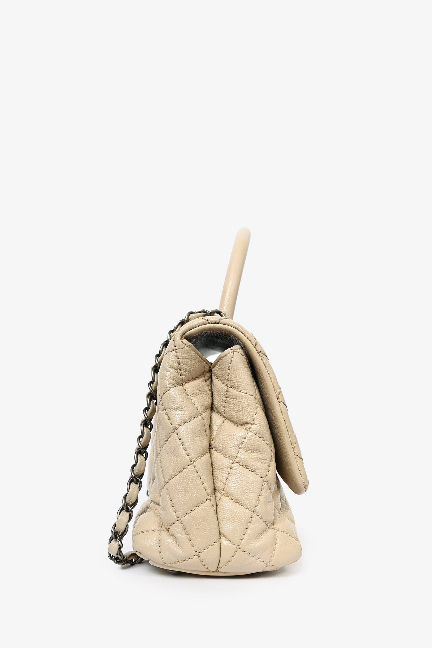 Chanel 2016 Cream Leather Small Coco Top Handle Handbag