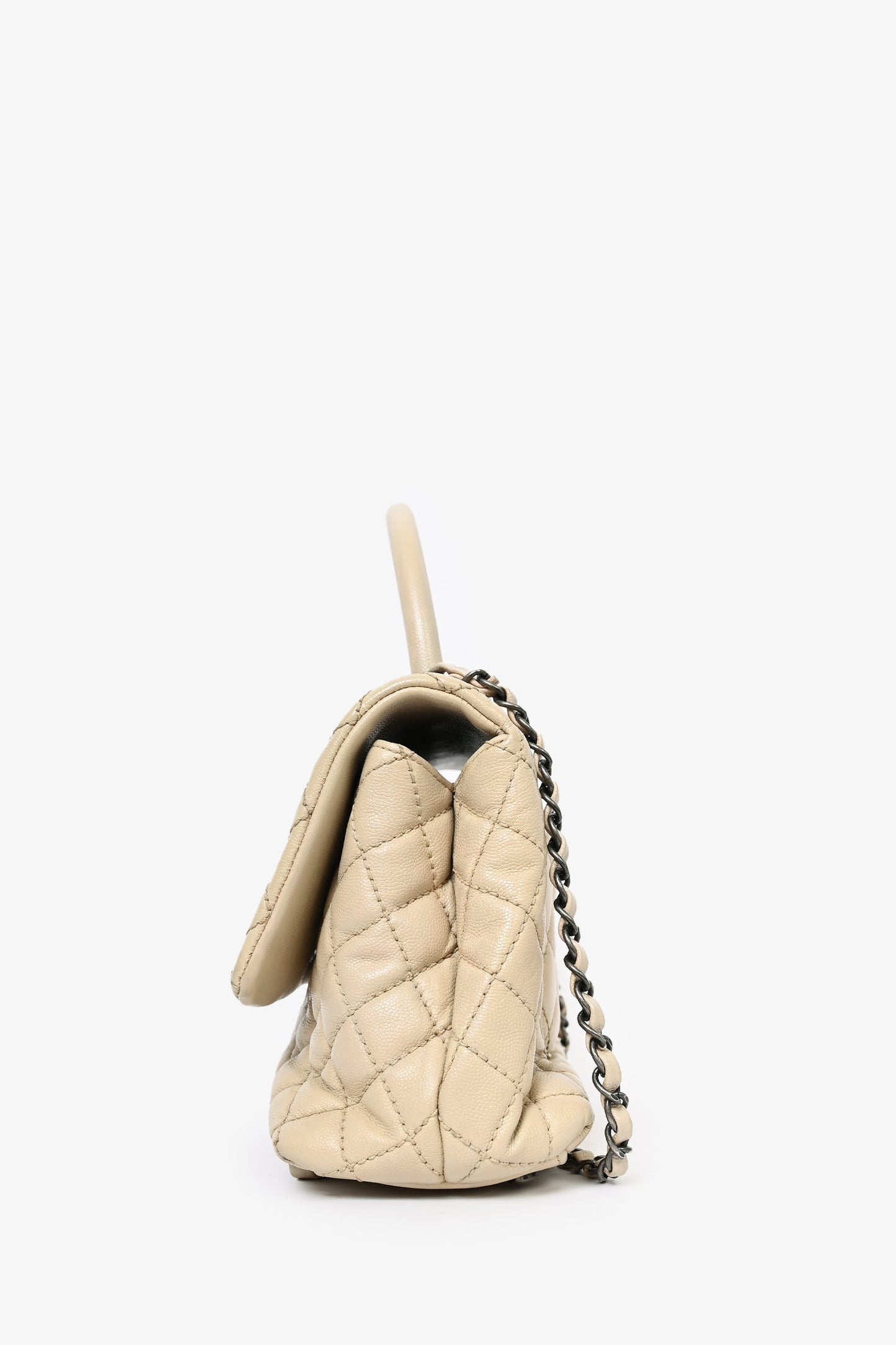 Chanel 2016 Cream Leather Small Coco Top Handle Handbag