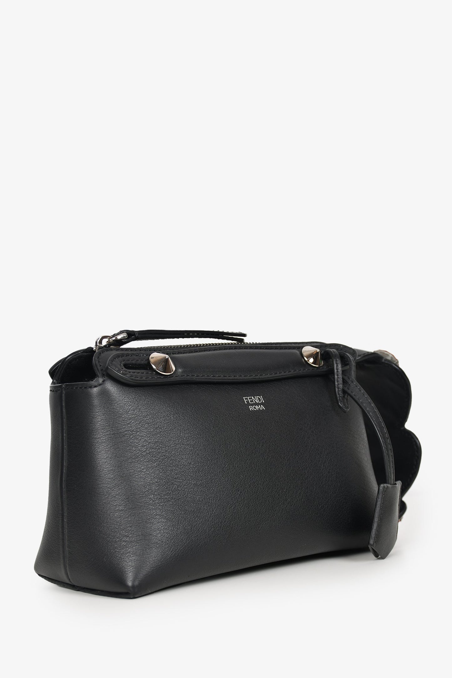 Fendi Black Leather Crystal Embellished 'By The Way' Bag with Strap