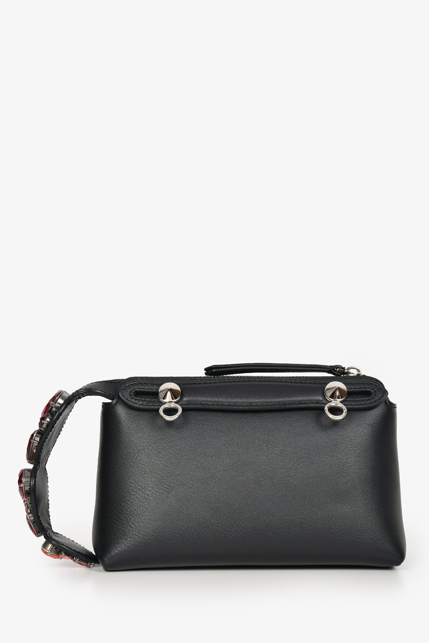 Fendi Black Leather Crystal Embellished 'By The Way' Bag with Strap