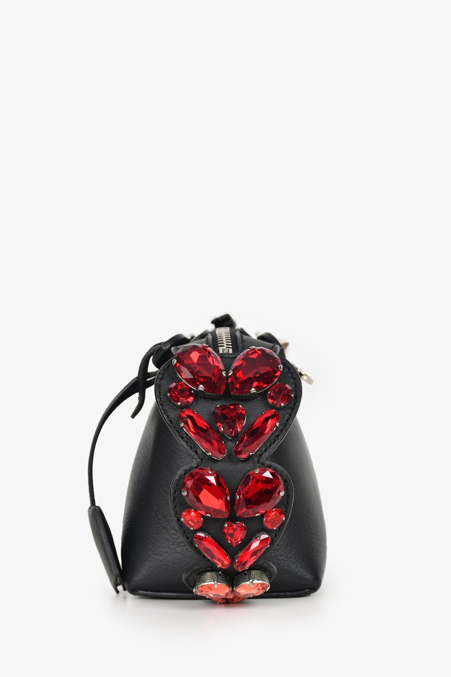 Fendi Black Leather Crystal Embellished 'By The Way' Bag with Strap