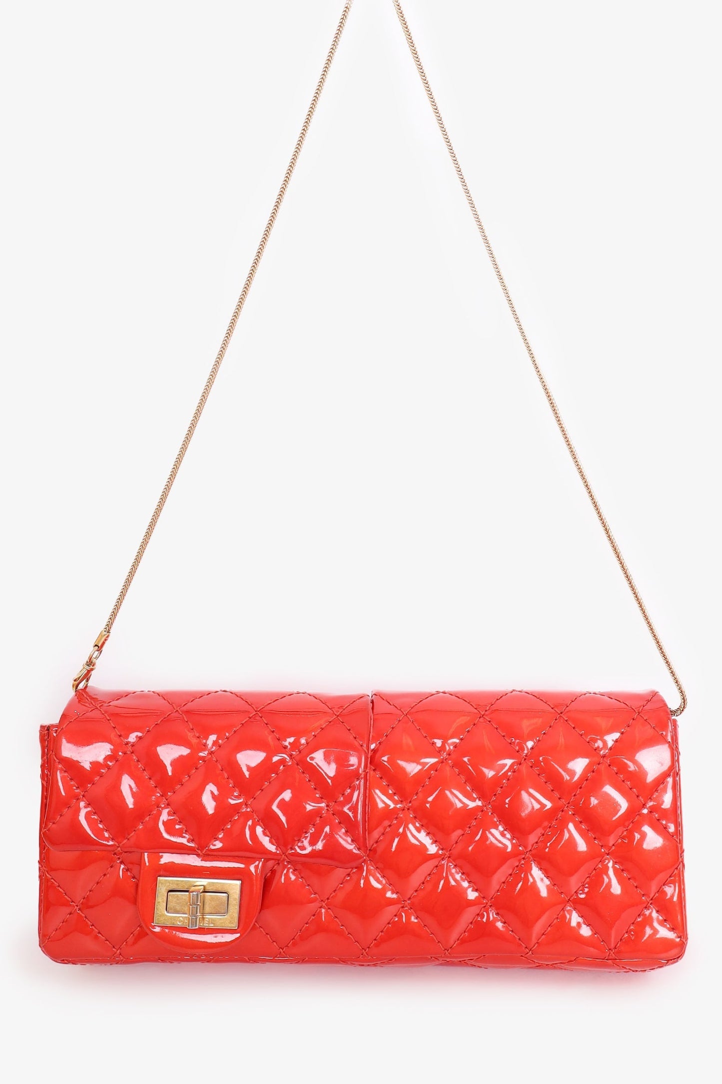 Chanel 2008-09 Red Patent Leather Double Sided Reissue Baguette Bag
