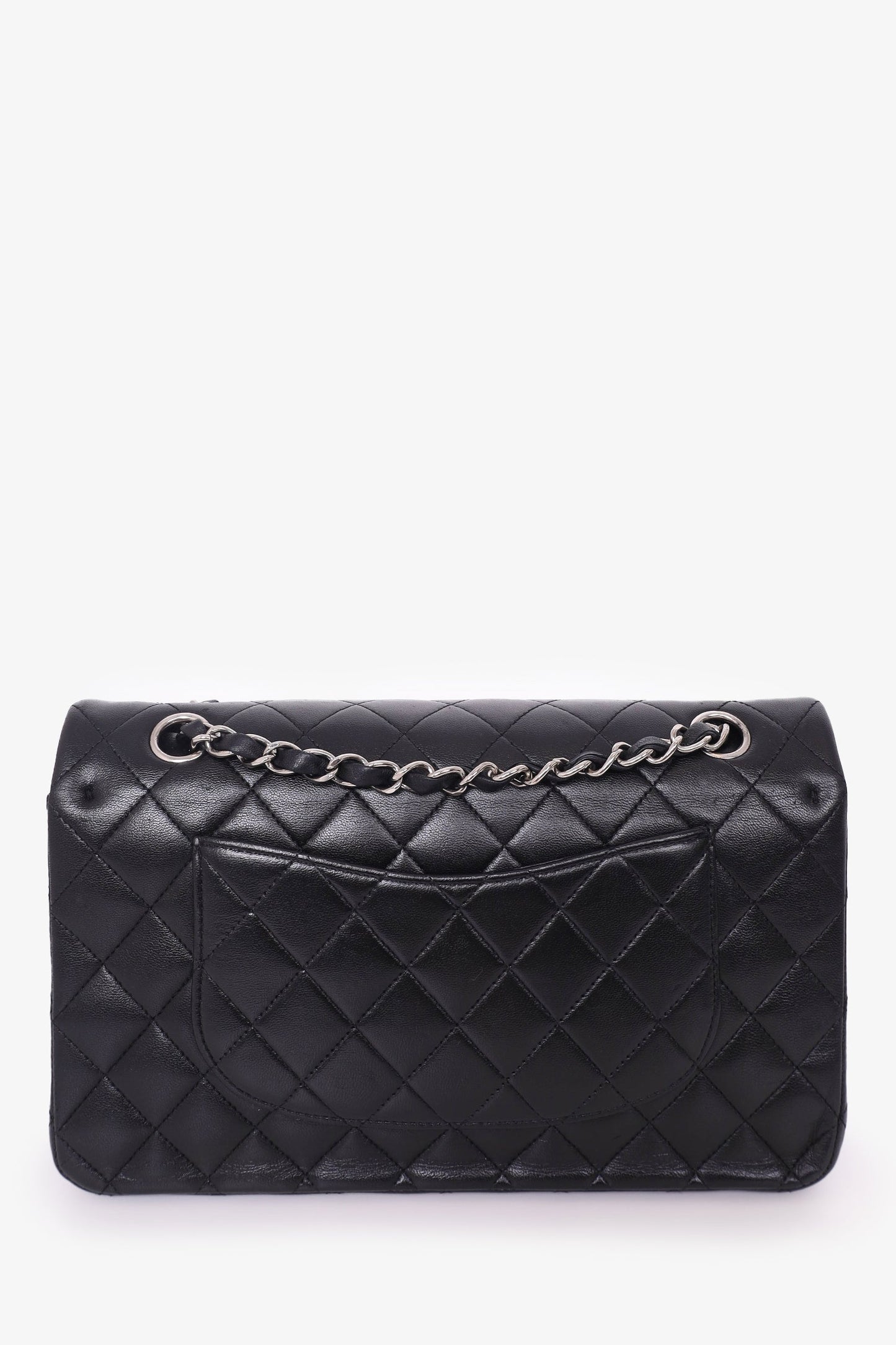 Chanel 2009-10 Black Lambskin Quilted Medium Double Flap Shoulder Bag