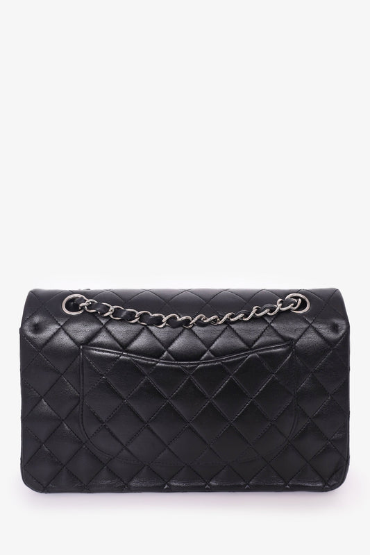 Chanel 2009-10 Black Lambskin Quilted Medium Double Flap Shoulder Bag