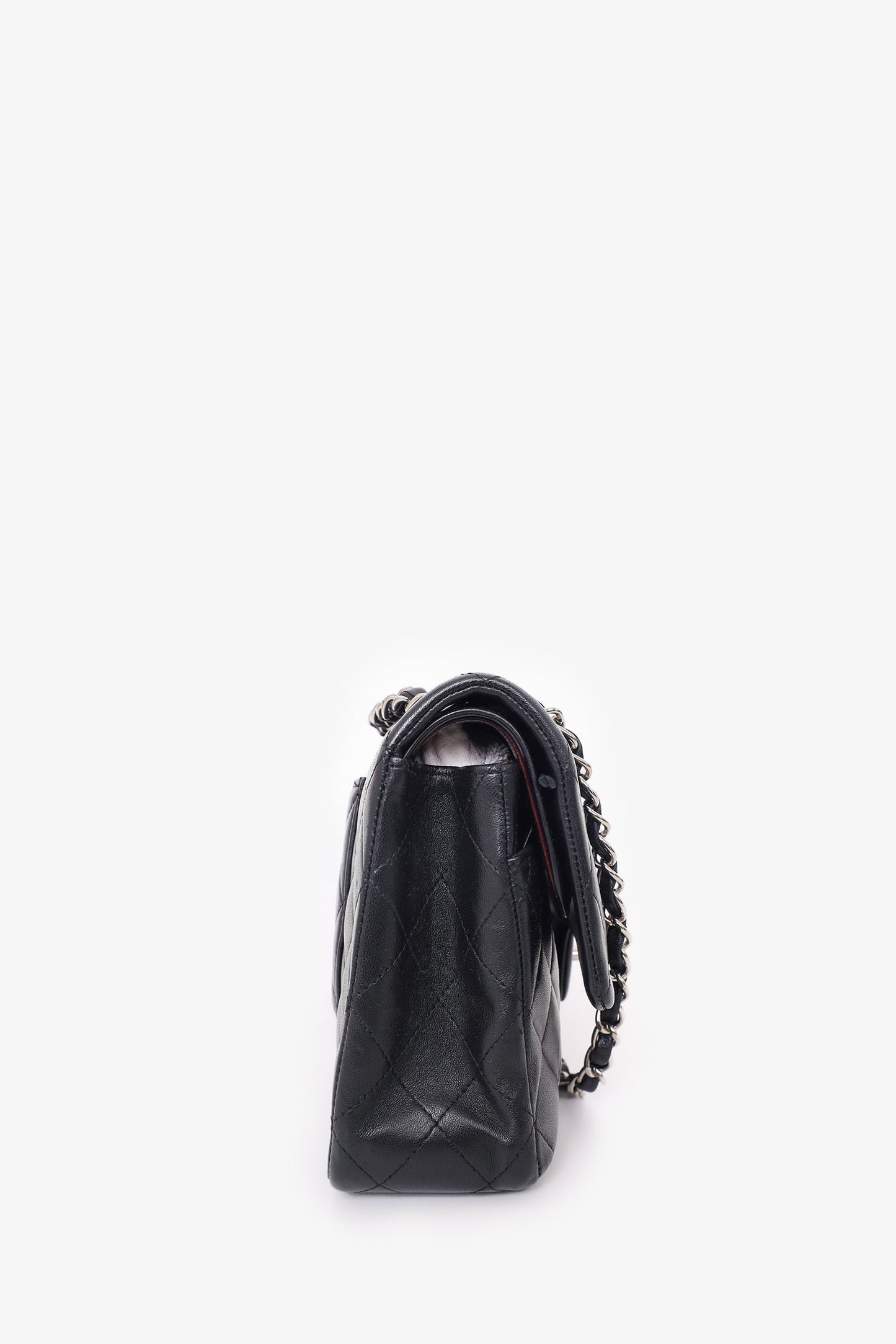 Chanel 2009-10 Black Lambskin Quilted Medium Double Flap Shoulder Bag