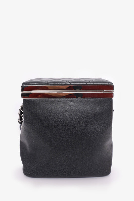 Chanel 2016-17 Black Lambskin Quilted CC Vanity With Strap Handbag