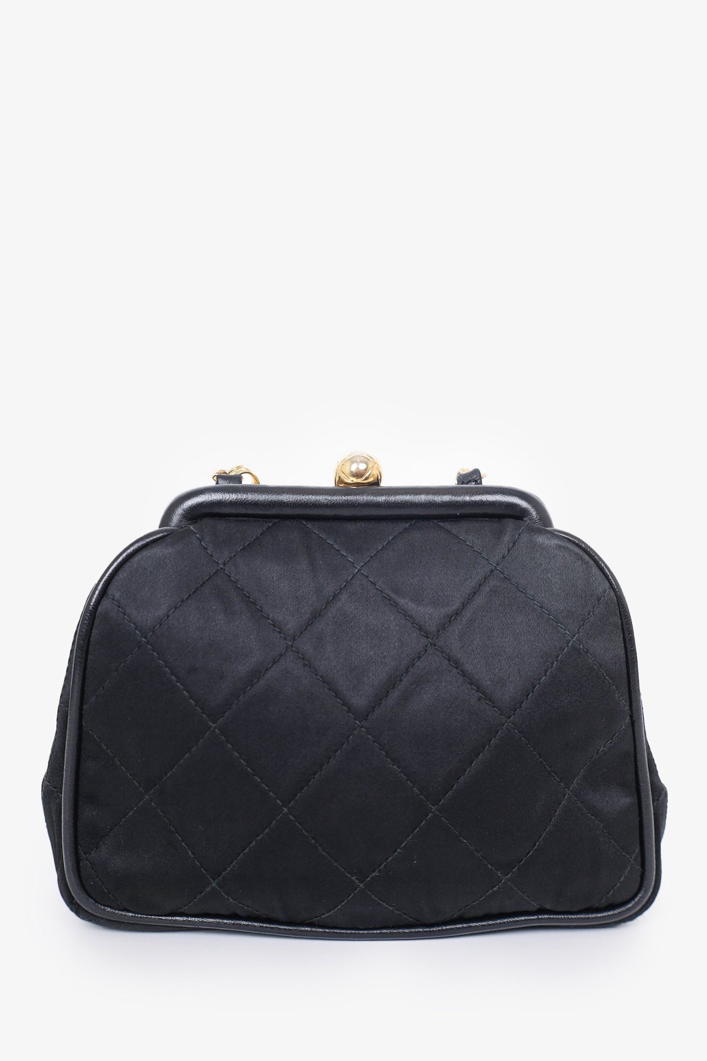Chanel 1989-1991 Black Satin Framed Mini Evening Bag