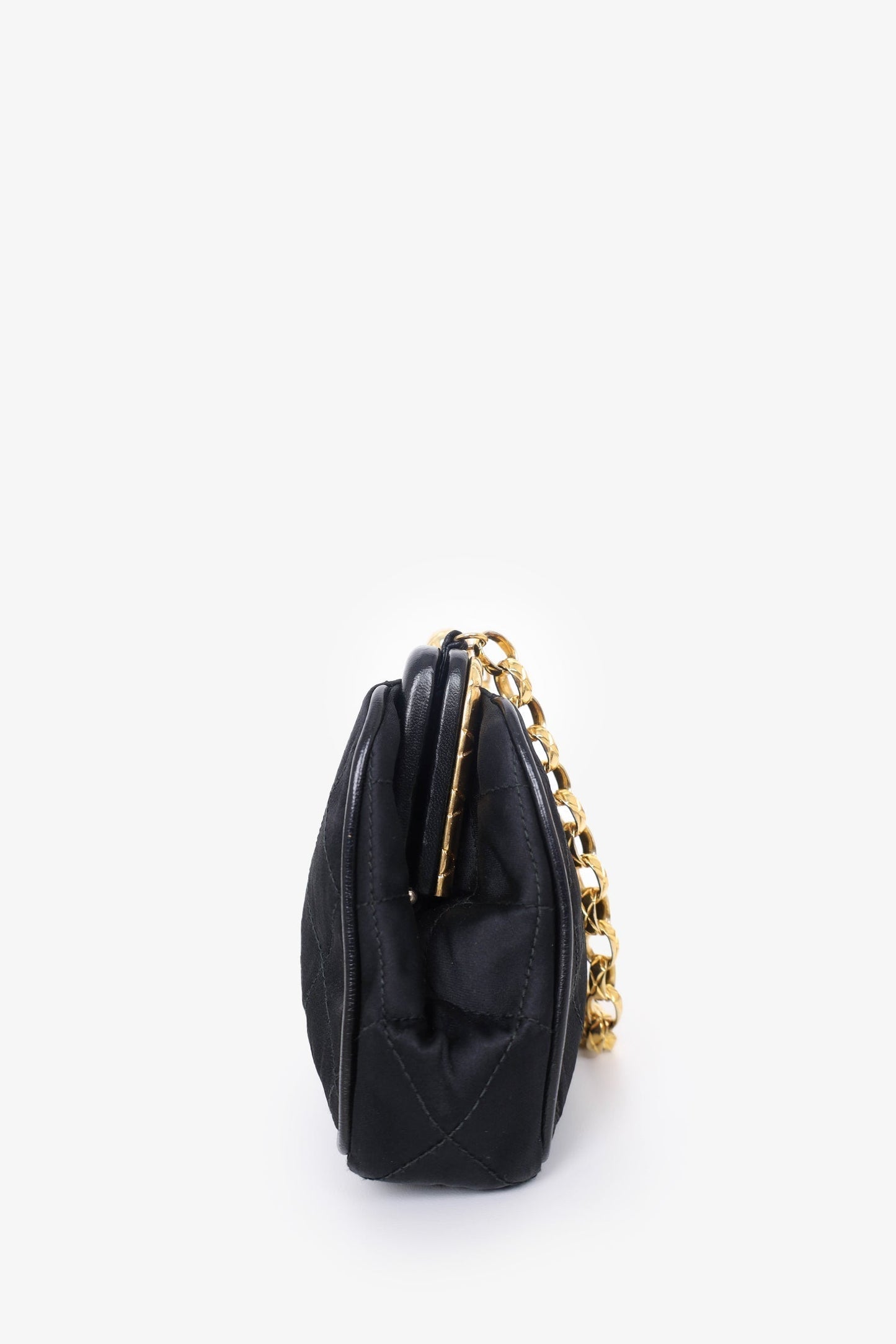 Chanel 1989-1991 Black Satin Framed Mini Evening Bag