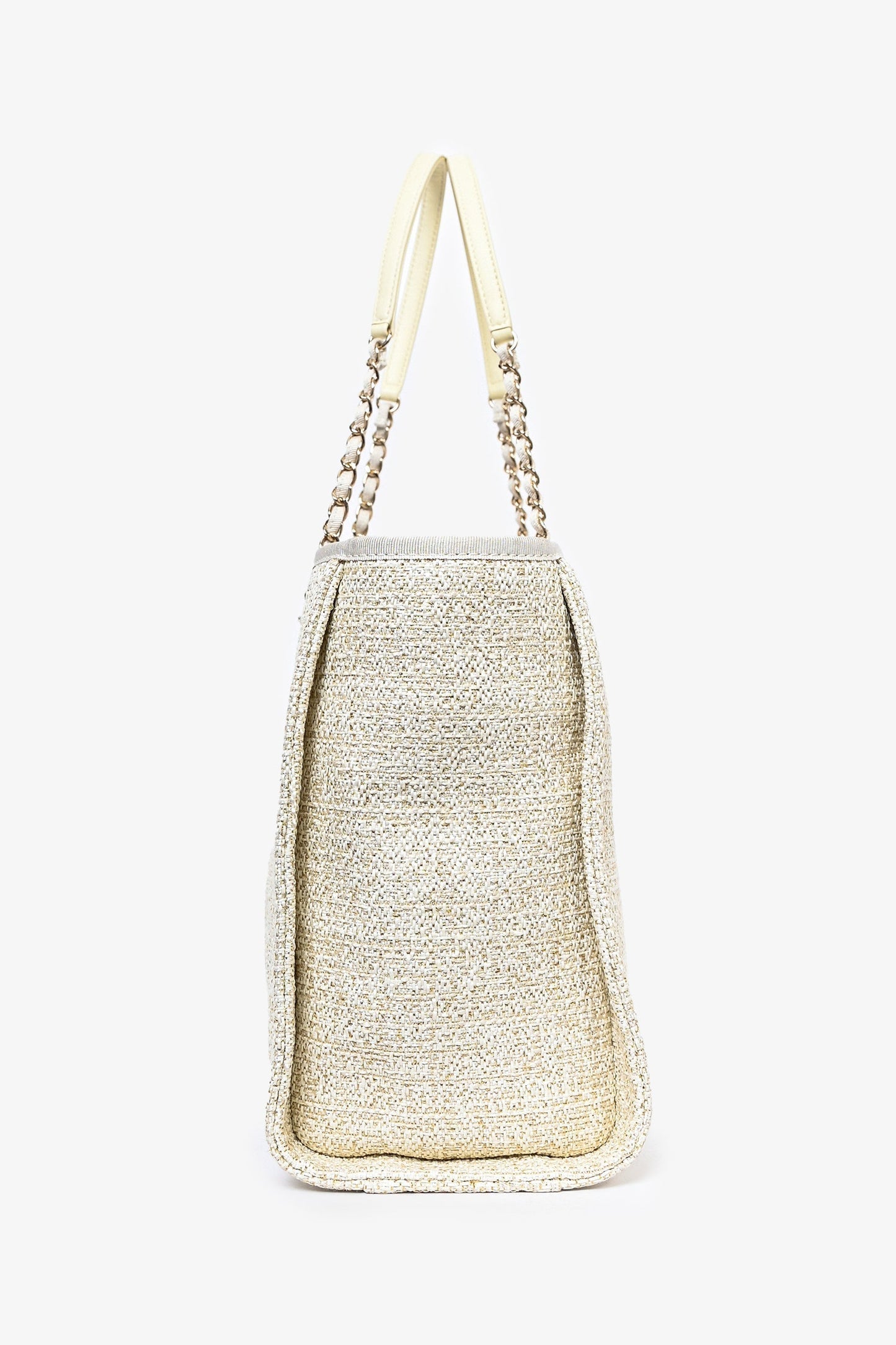 Chanel 2021/22 Beige/Gold Metallic Tweed Small Deauville Shopping Tote