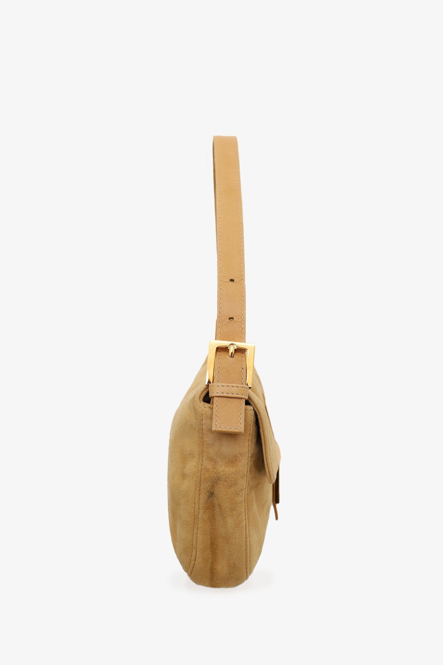 Fendi Brown Suede Baguette Shoulder Bag