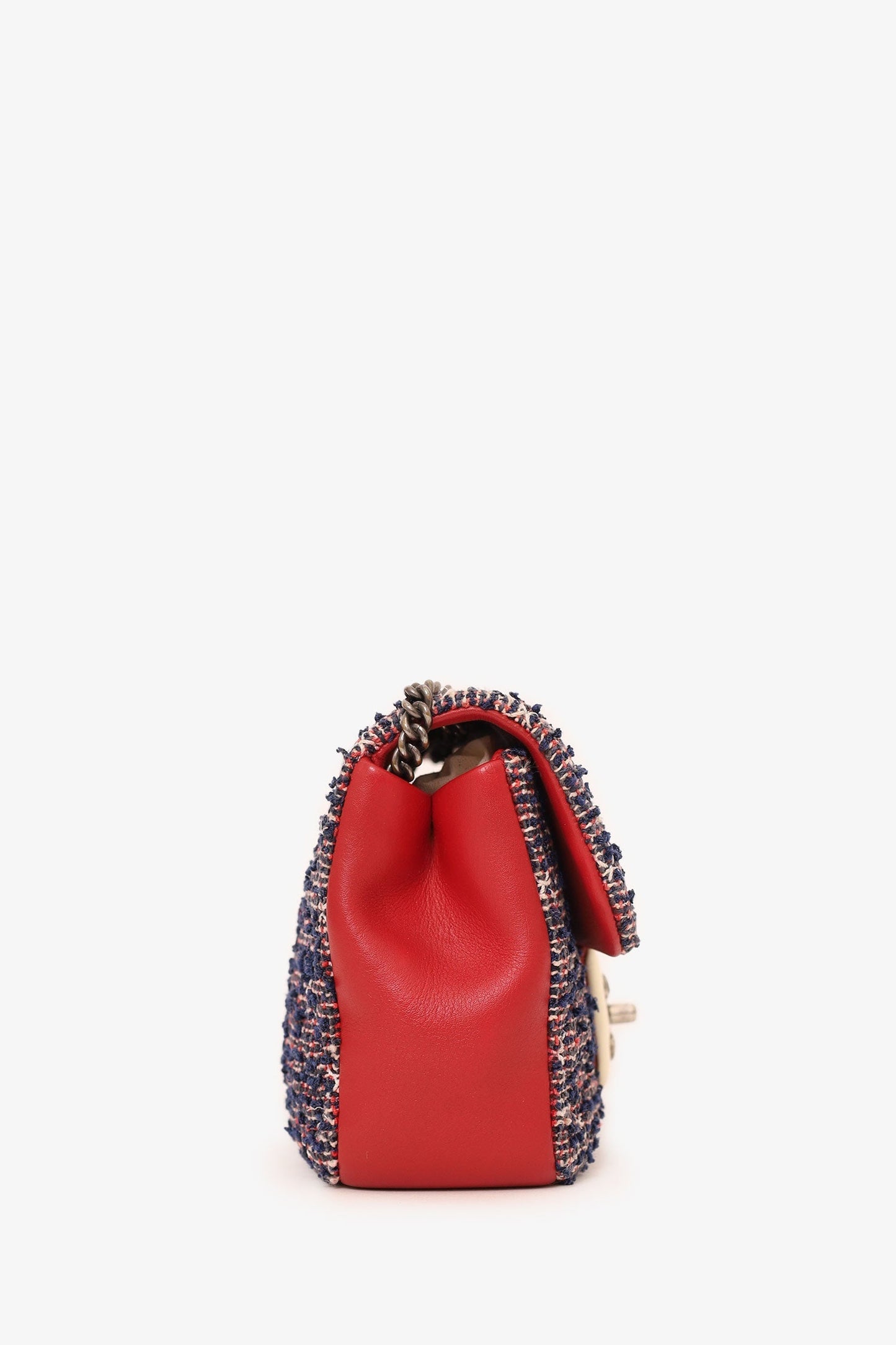 Chanel 2016-17 Navy/Red Tweed Mini Single Flap Bag
