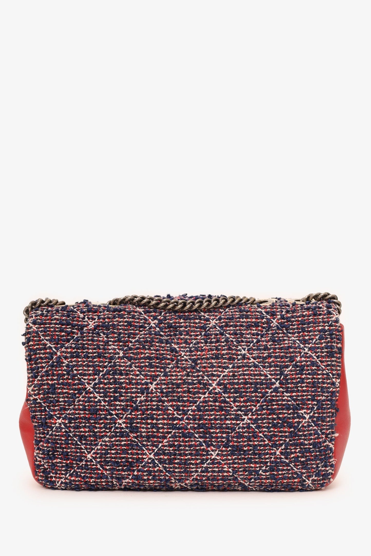 Chanel 2016-17 Navy/Red Tweed Mini Single Flap Bag