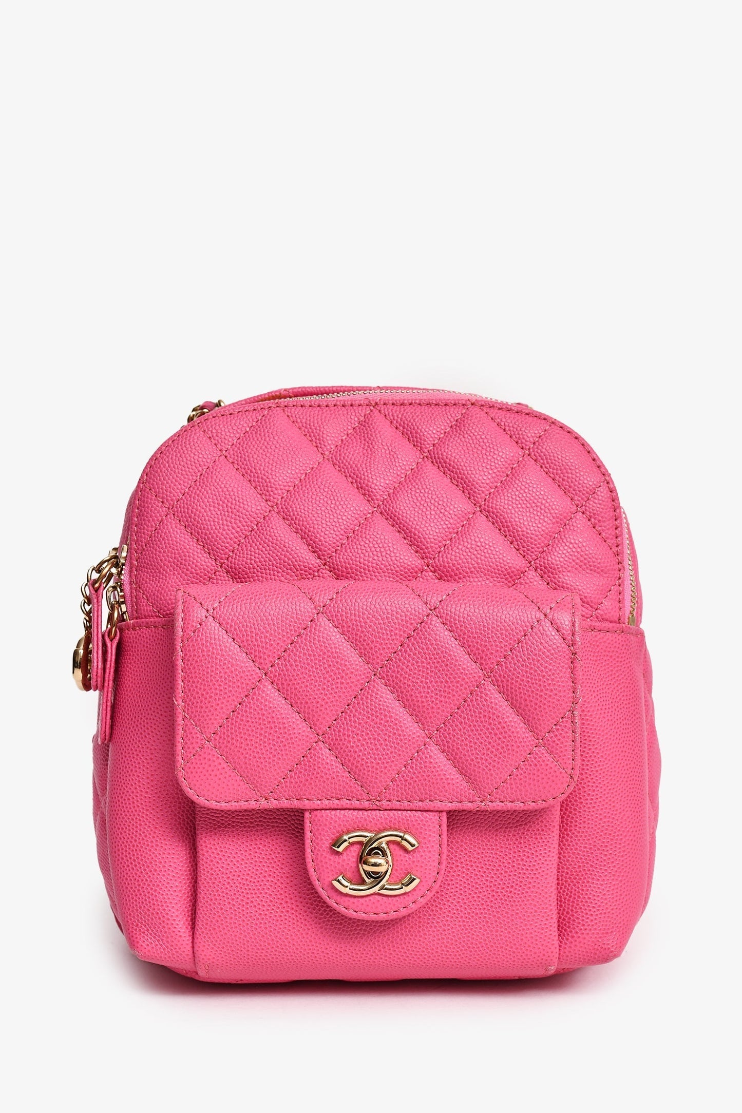 Chanel 2019 Hot Pink Caviar Leather Mini Chain Backpack