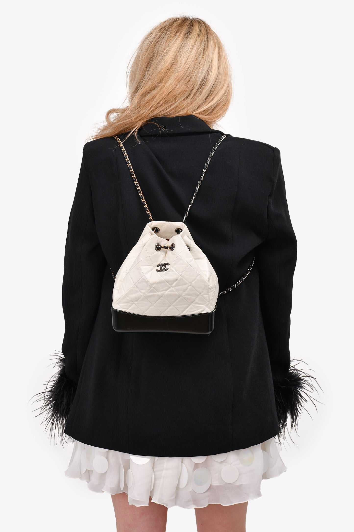 Chanel 2018 White/Black Gabrielle Backpack