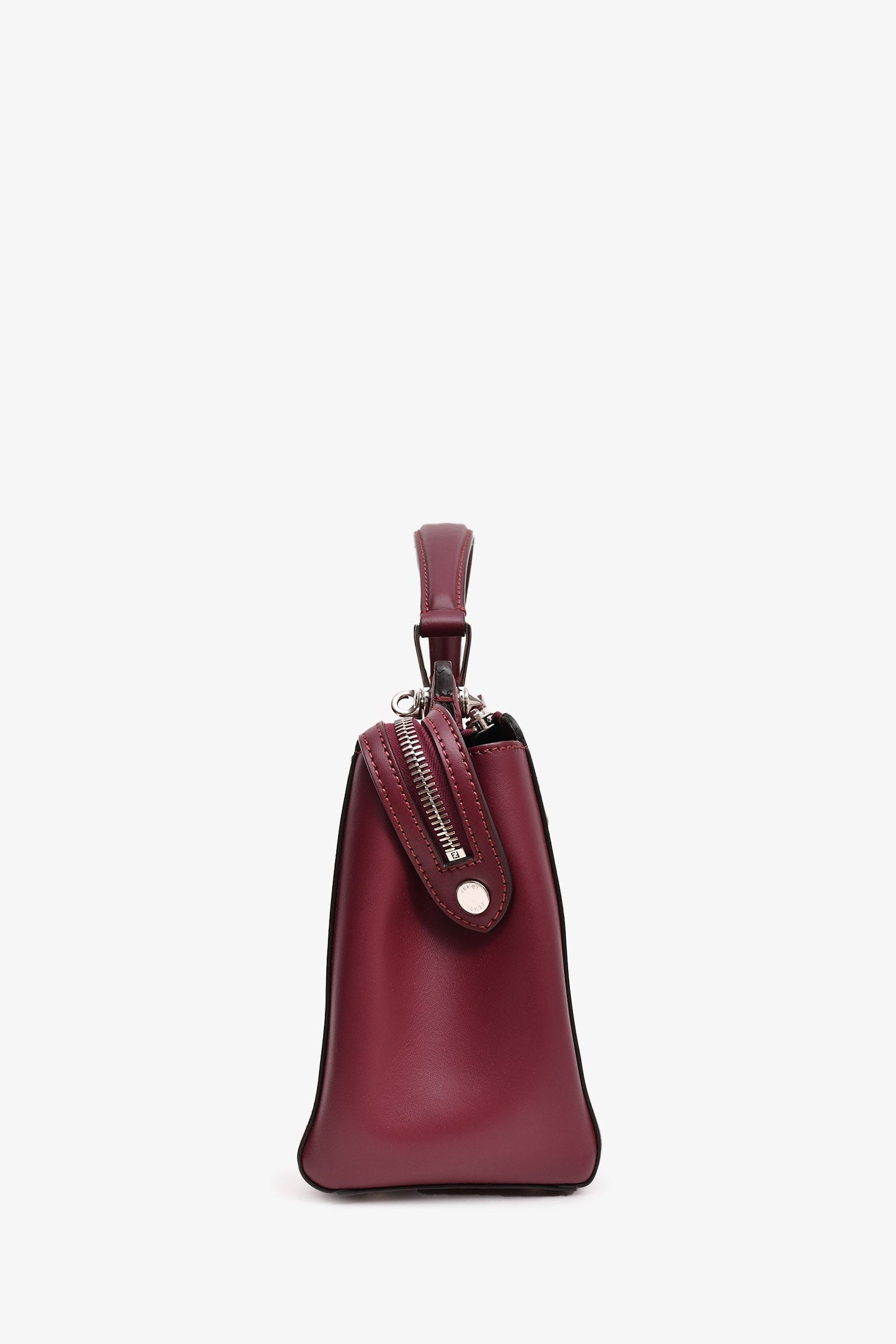 Fendi Burgundy Leather Lace Up 'Dotcom' Top Handle with Strap