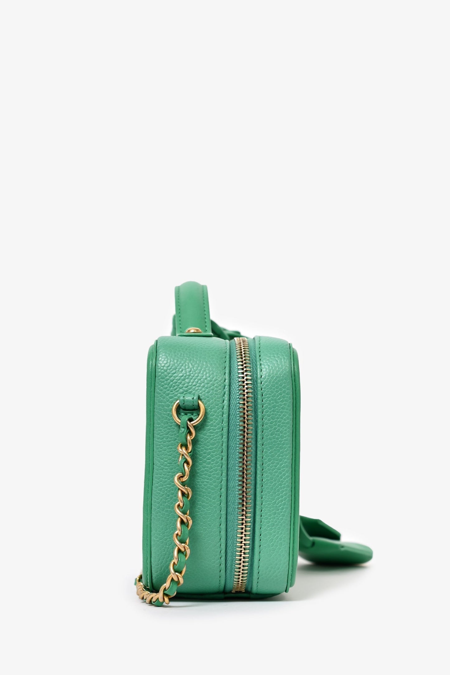 Chanel 2017/18 Green Caviar Leather Small Filigree Vanity Case Handbag