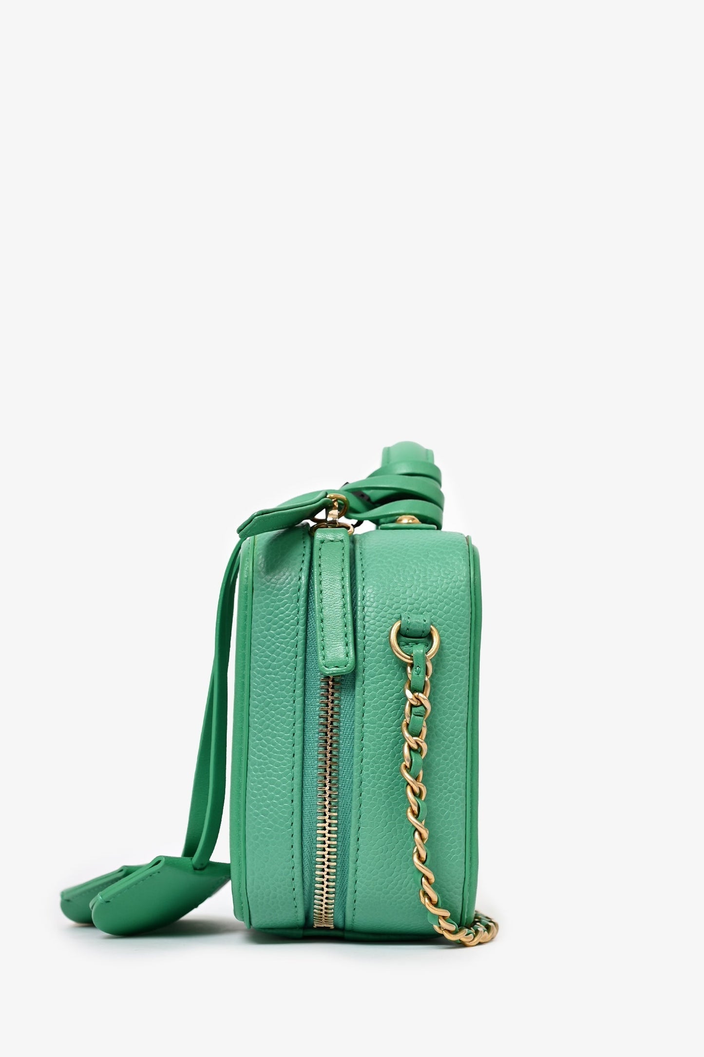 Chanel 2017/18 Green Caviar Leather Small Filigree Vanity Case Handbag