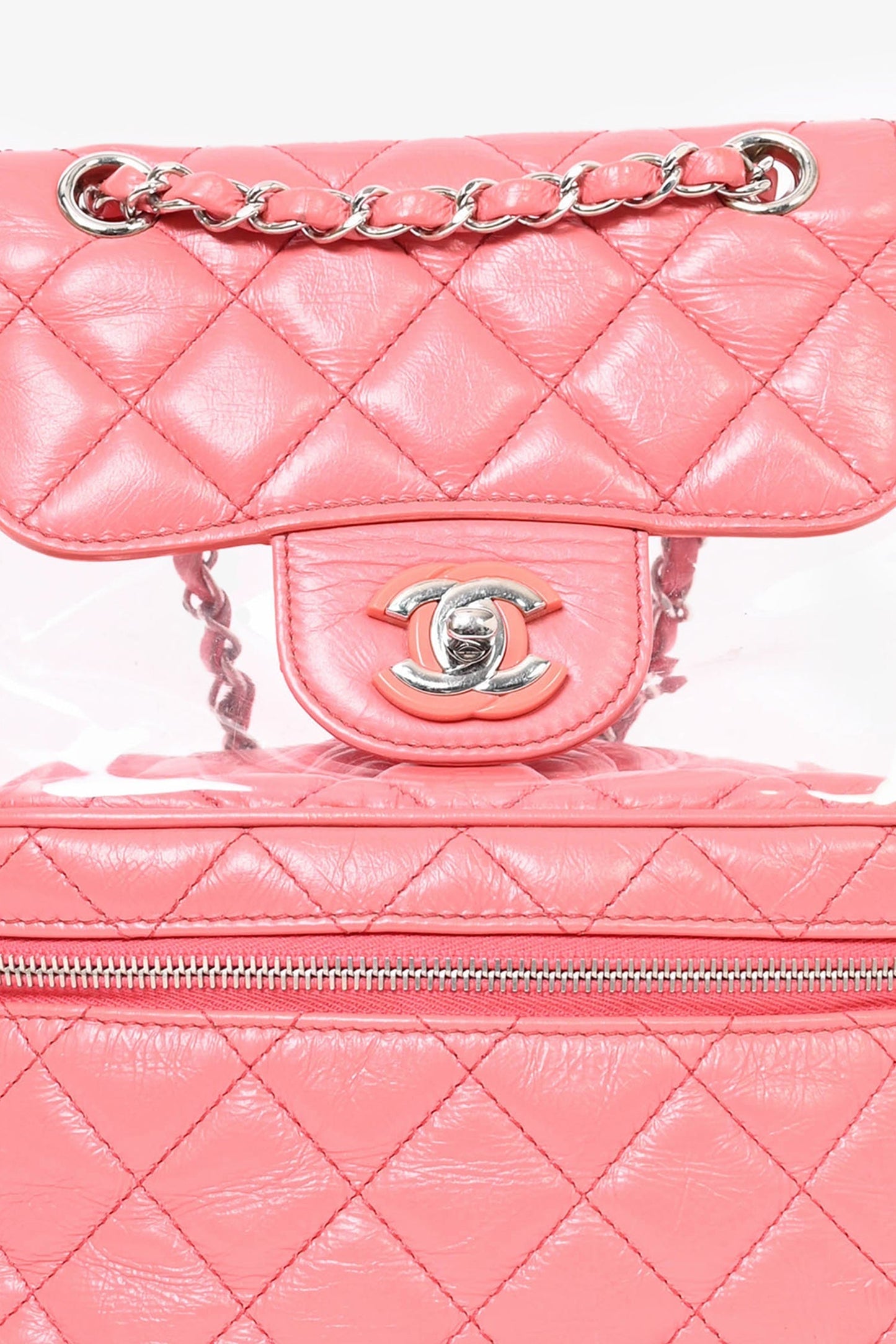 Chanel 2018 Pink Calfskin Leather/PVC 'Aquarium' Backpack
