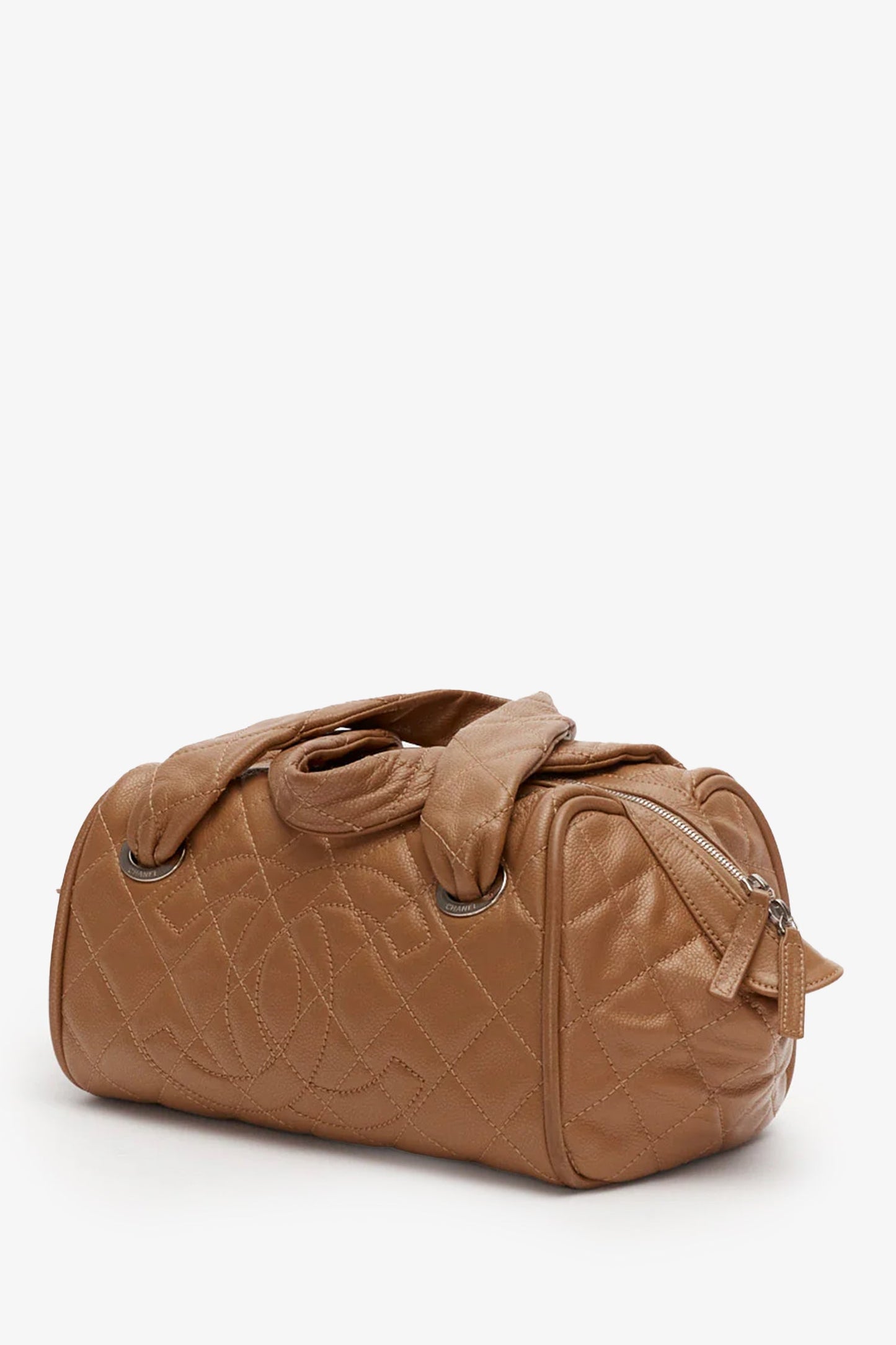 Chanel Brown Quilted Caviar Leather Timeless Bowler Bag