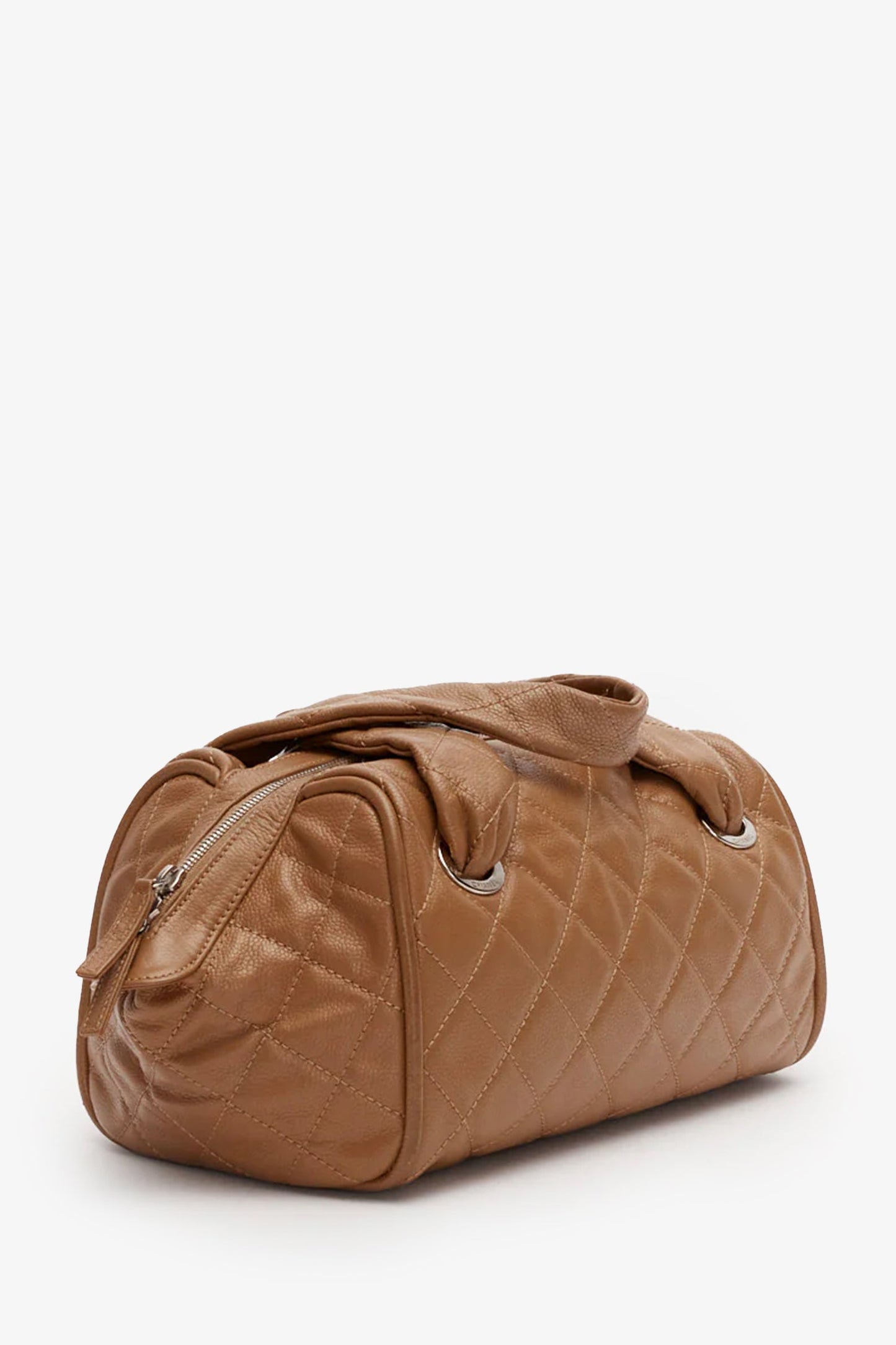 Chanel Brown Quilted Caviar Leather Timeless Bowler Bag