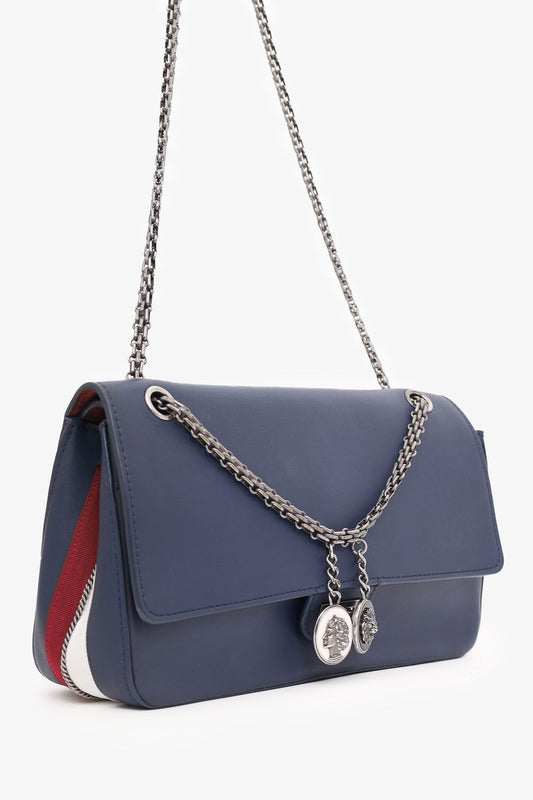 Chanel 2017 Navy Leather Medallion Charm Reissue 2.55 Shoulder Bag