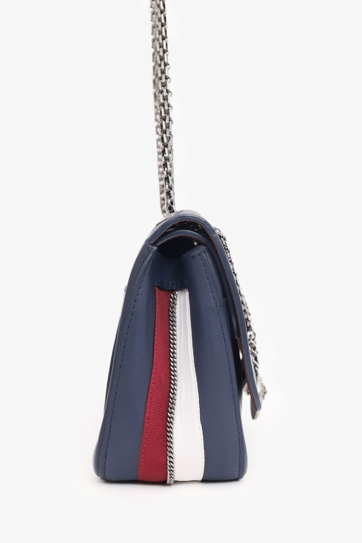 Chanel 2017 Navy Leather Medallion Charm Reissue 2.55 Shoulder Bag