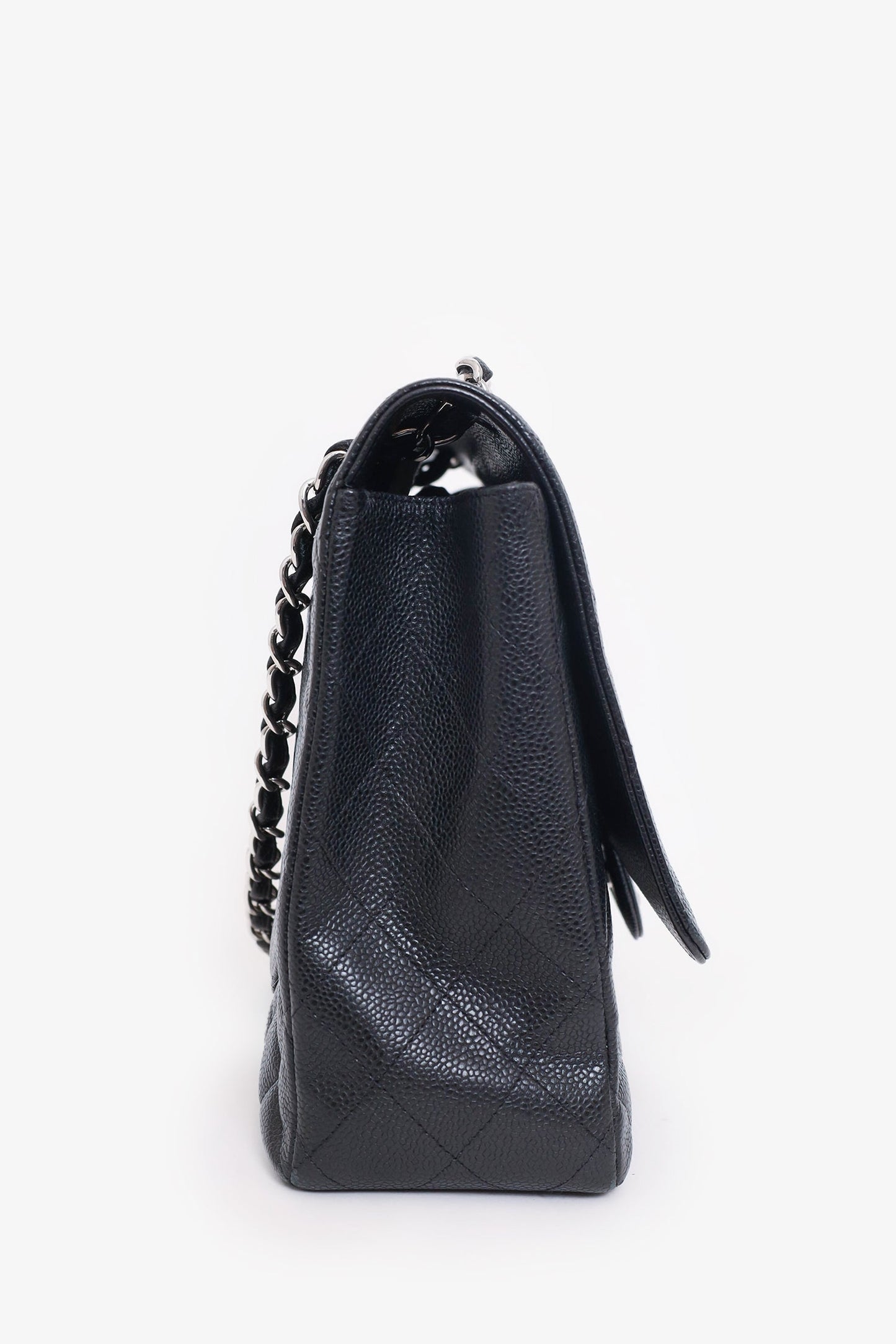 Chanel 2009-10 Black Caviar Leather Maxi Single Flap Shoulder Bag
