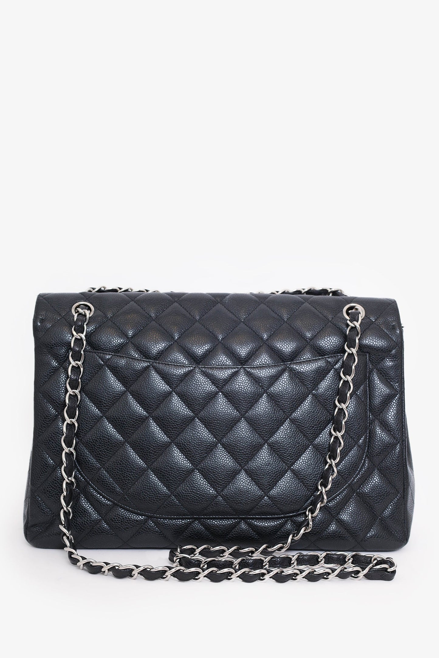 Chanel 2009-10 Black Caviar Leather Maxi Single Flap Shoulder Bag