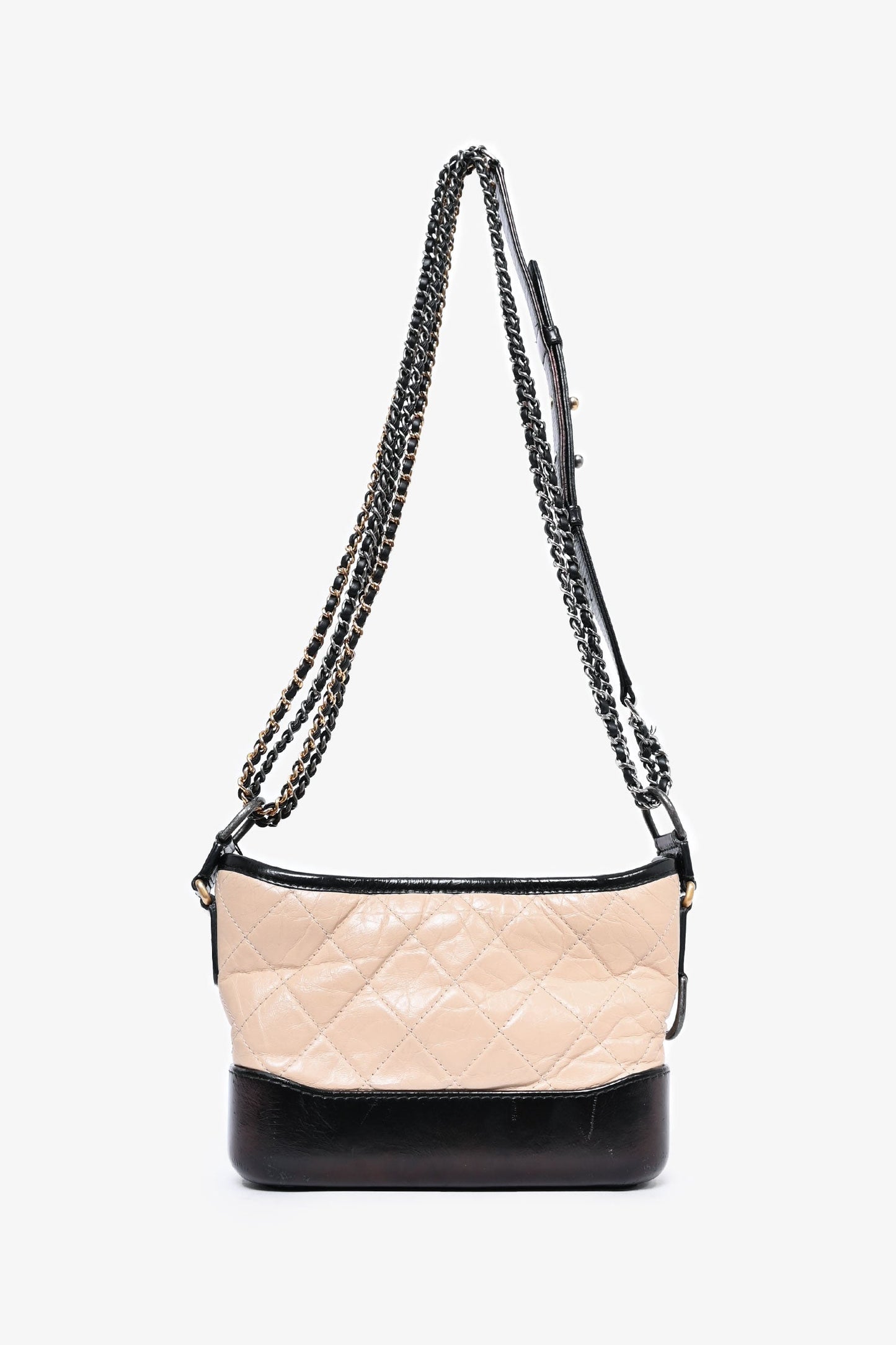Chanel 2018 Beige/Black Quilted Small Gabrielle Shoulder Bag (As Is)