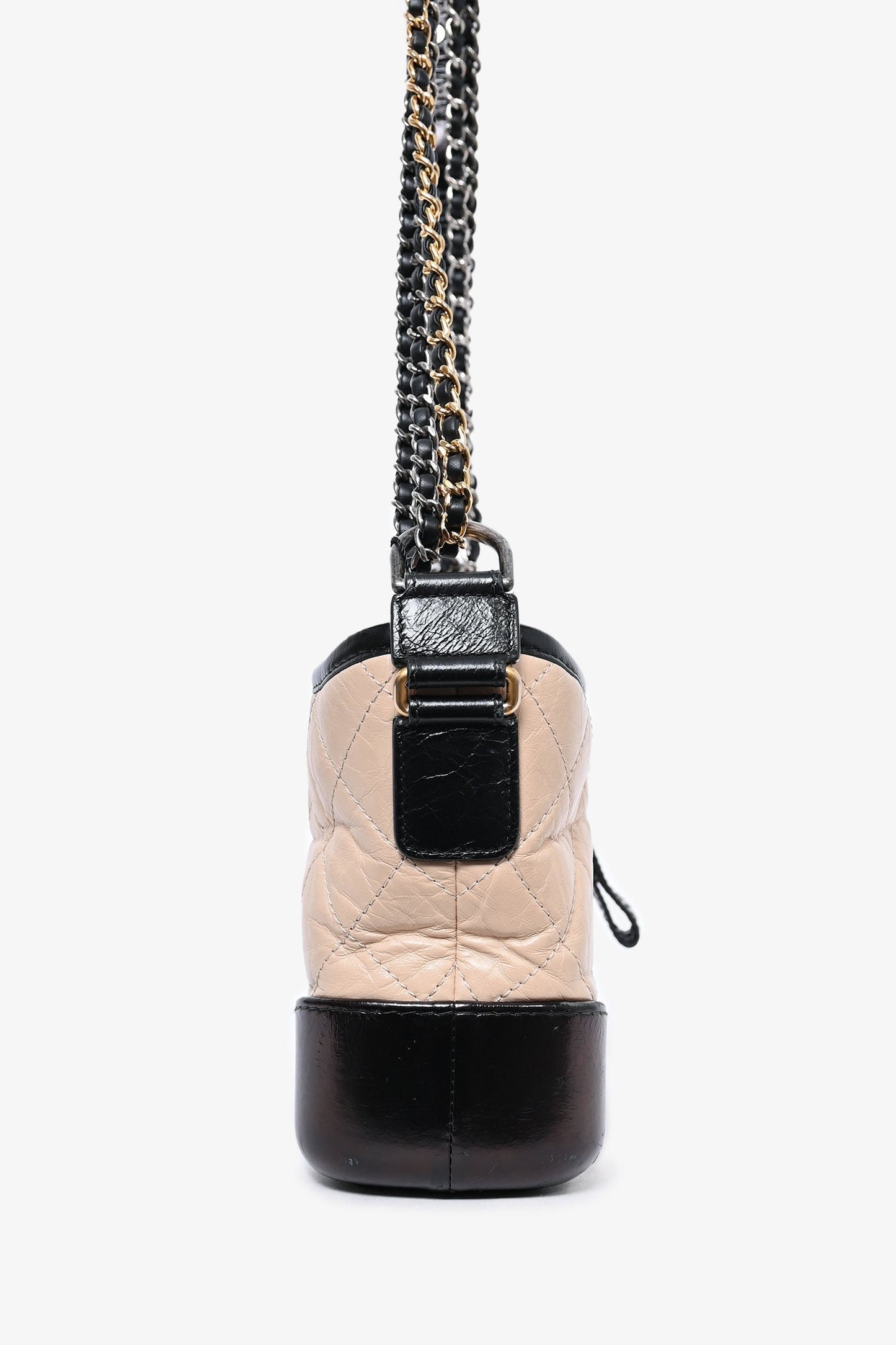 Chanel 2018 Beige/Black Quilted Small Gabrielle Shoulder Bag (As Is)