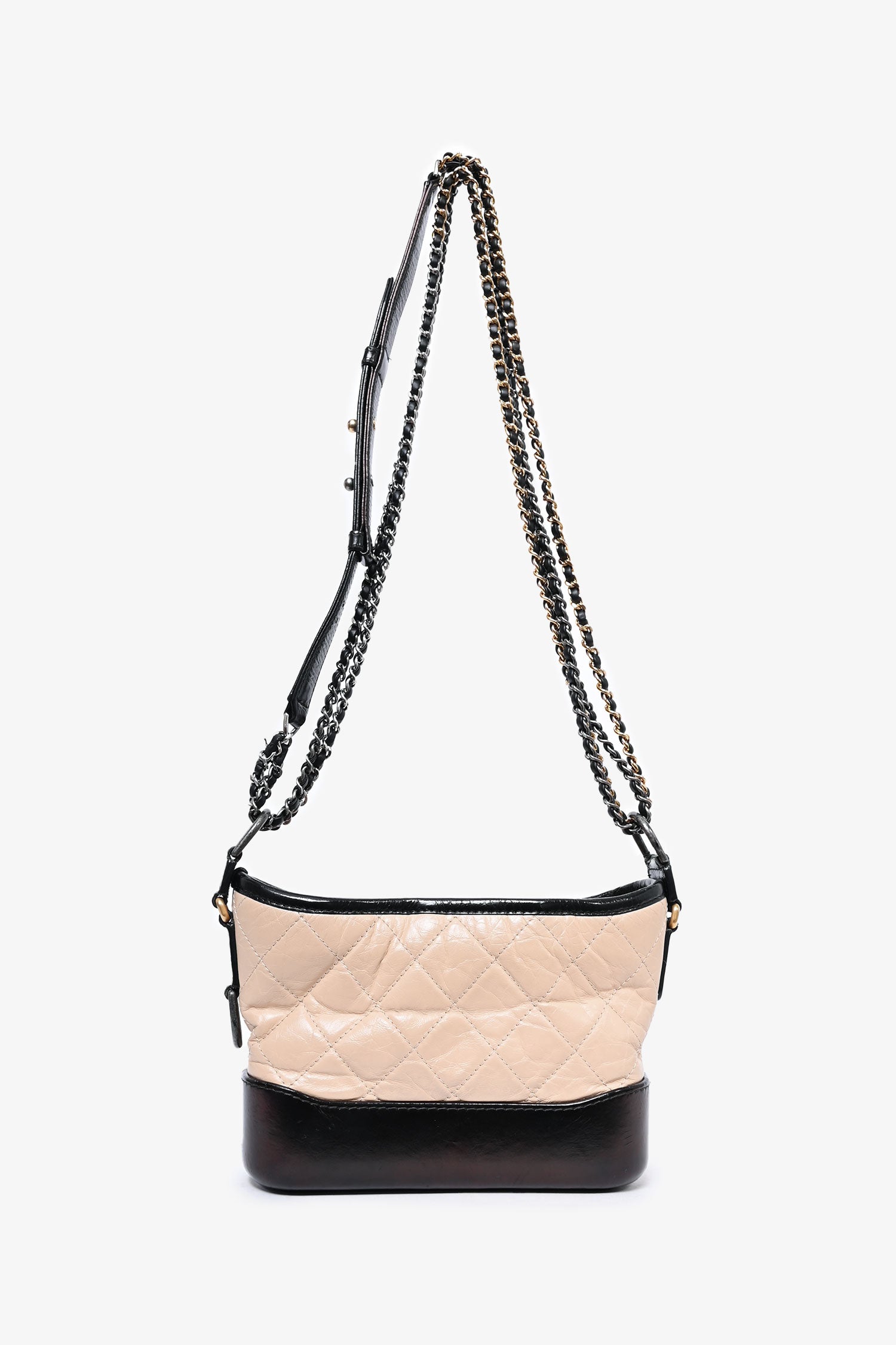 Chanel 2018 Beige/Black Quilted Small Gabrielle Shoulder Bag (As Is)