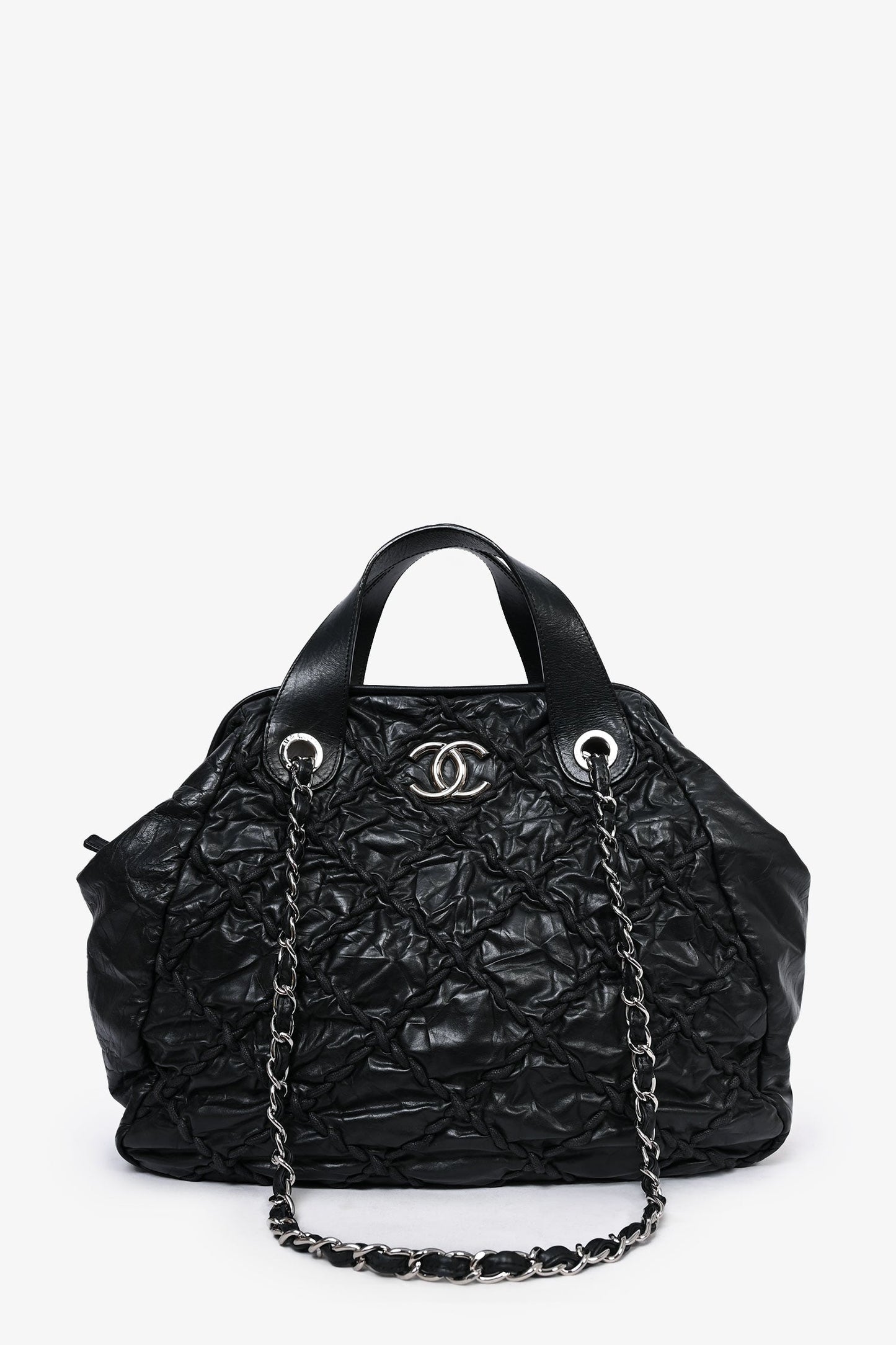 Chanel 2011-12 Black Leather Ultra Stitch Large Bowling Bag