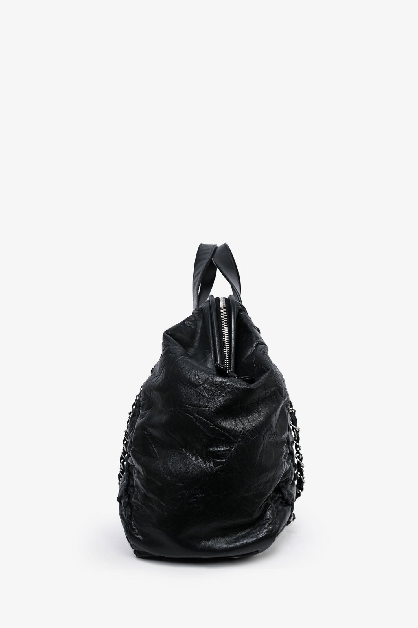 Chanel 2011-12 Black Leather Ultra Stitch Large Bowling Bag