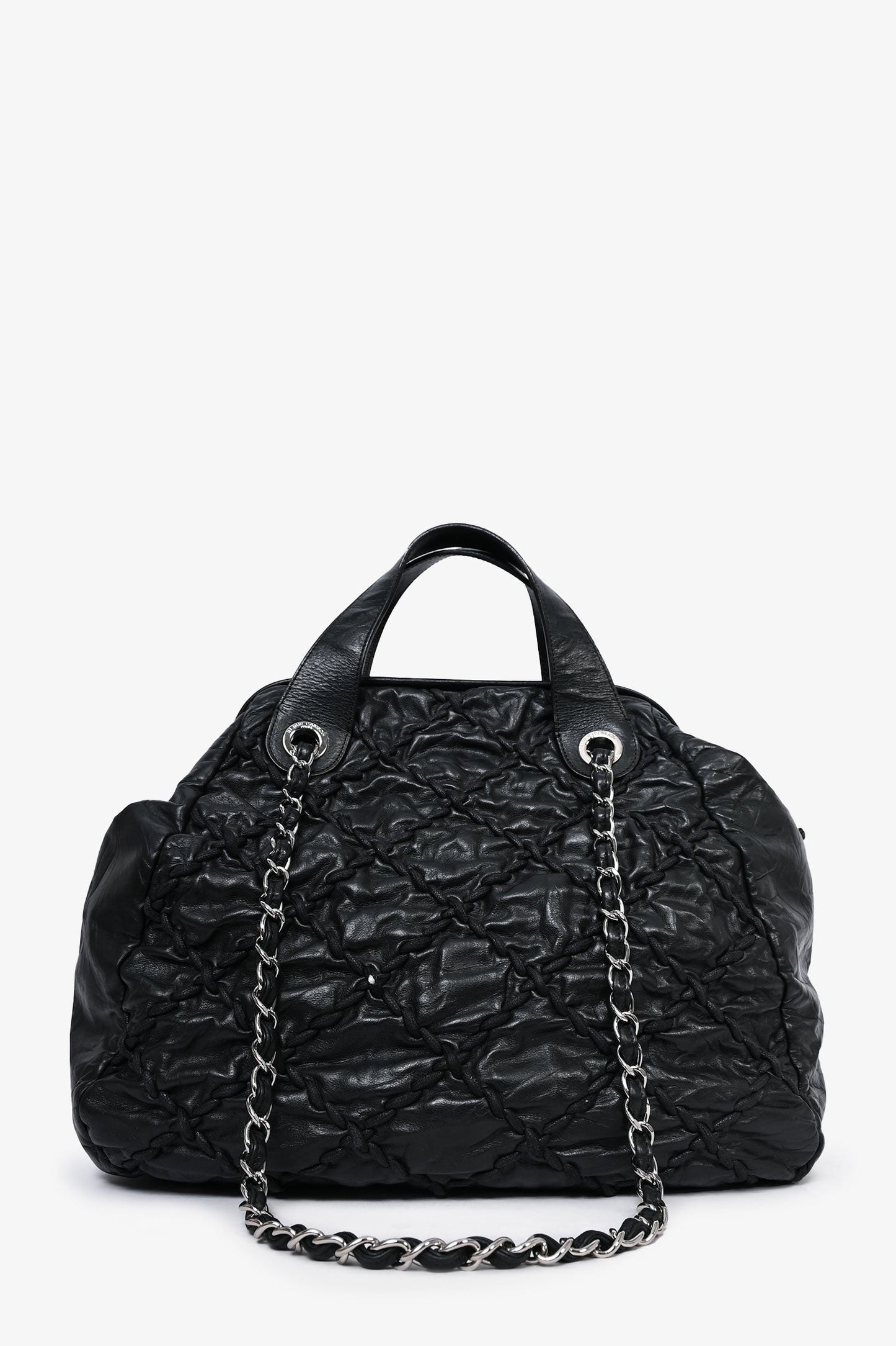 Chanel 2011-12 Black Leather Ultra Stitch Large Bowling Bag