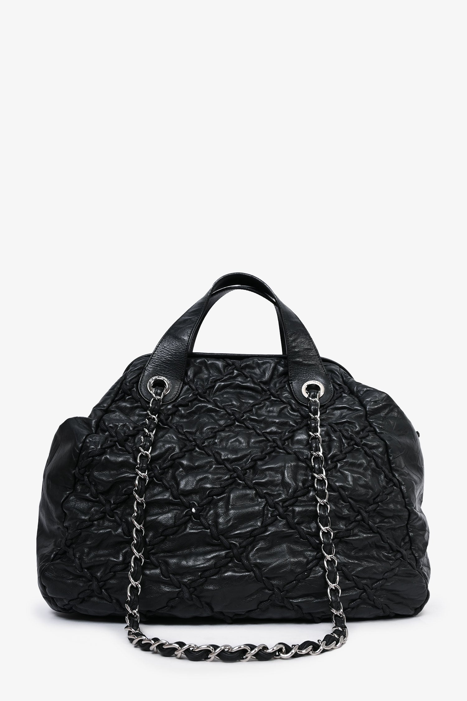 Chanel 2011-12 Black Leather Ultra Stitch Large Bowling Bag