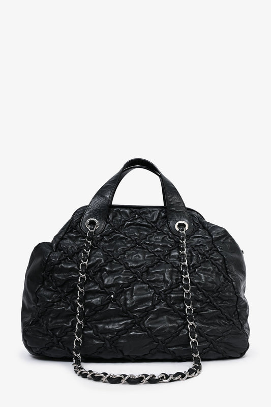 Chanel 2011-12 Black Leather Ultra Stitch Large Bowling Bag
