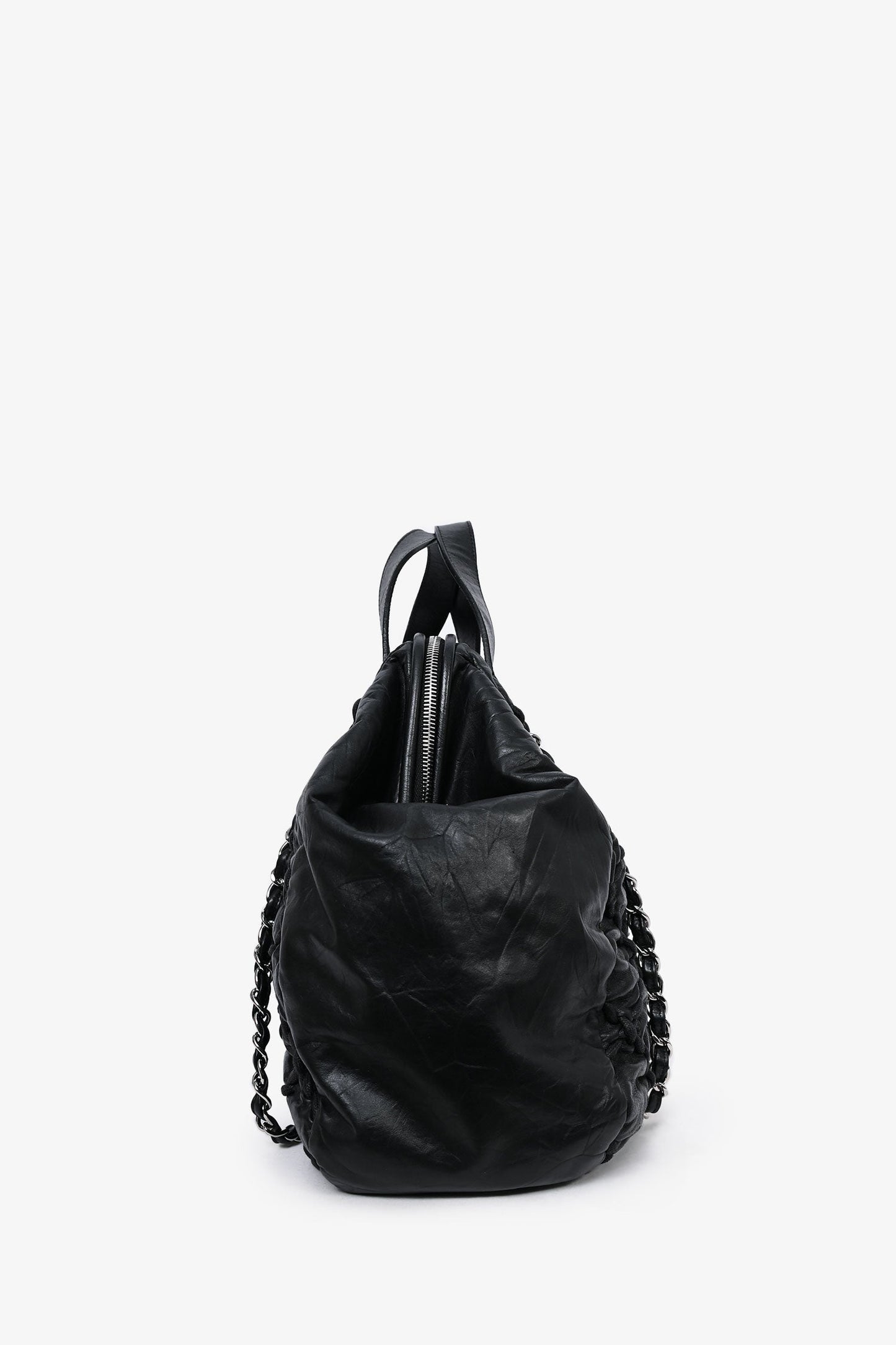 Chanel 2011-12 Black Leather Ultra Stitch Large Bowling Bag