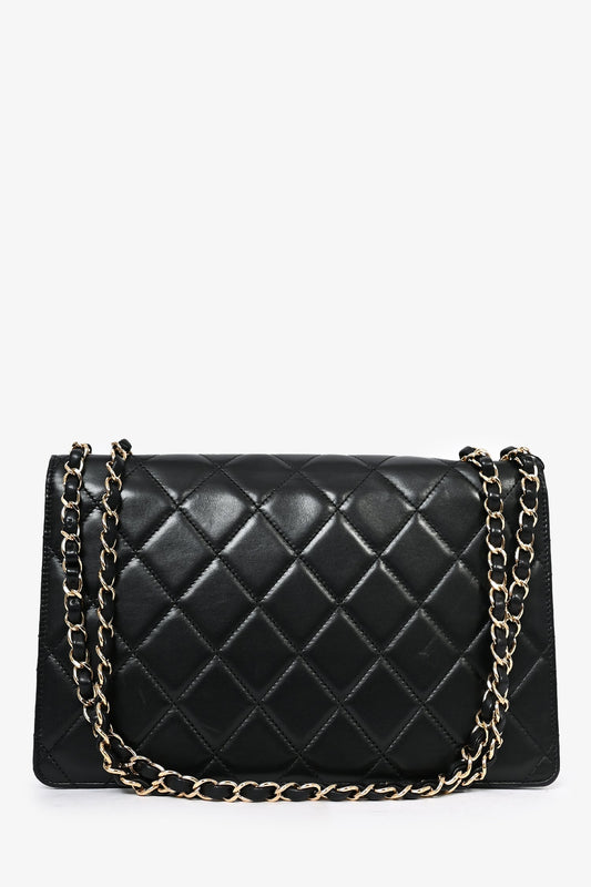 Chanel Black Lambskin 2013/14 CC Golden Class Large Flap Shoulder Bag