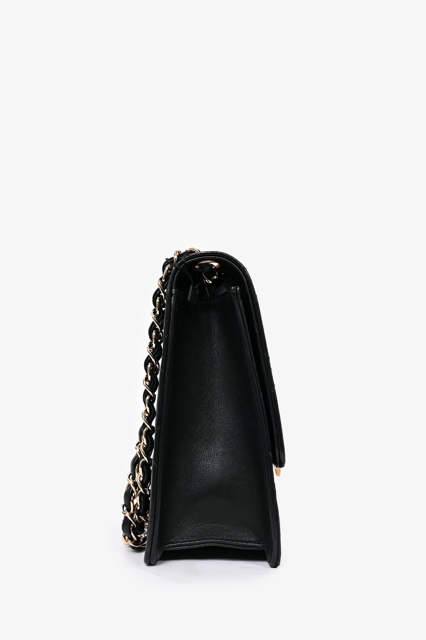 Chanel Black Lambskin 2013/14 CC Golden Class Large Flap Shoulder Bag