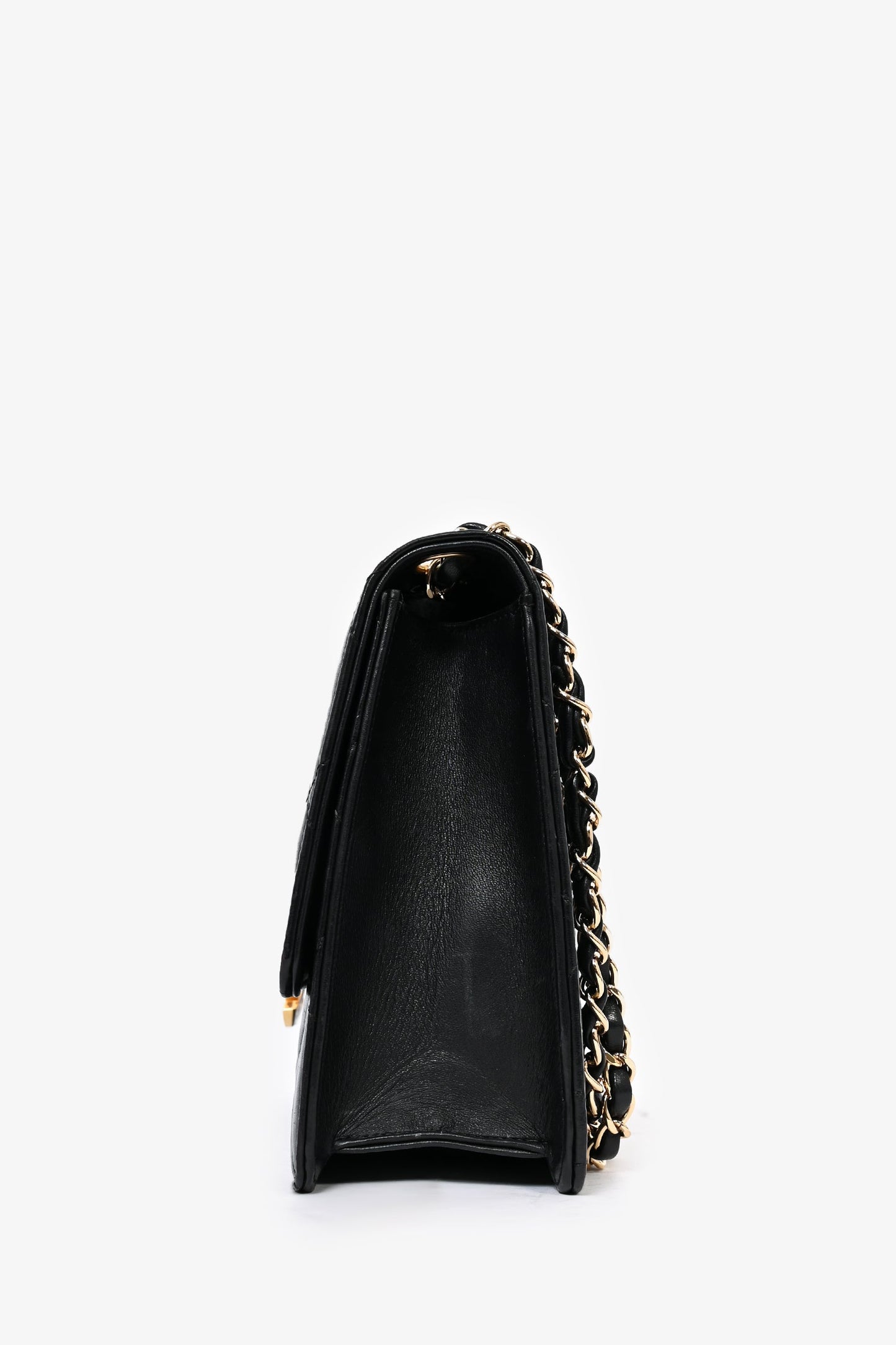 Chanel Black Lambskin 2013/14 CC Golden Class Large Flap Shoulder Bag