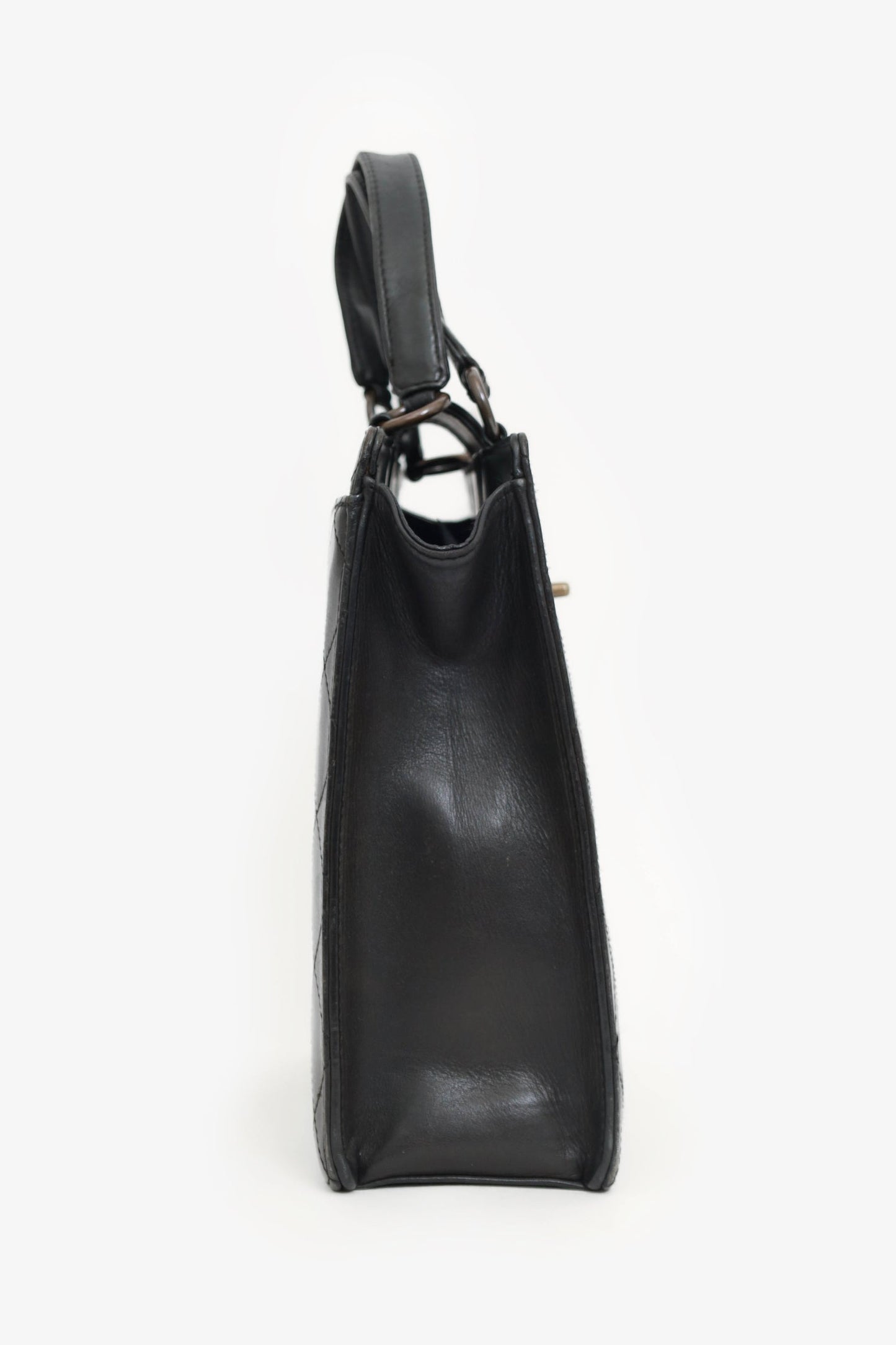 Chanel 1996-97 Black Leather Matelasse Coco Mark Tote
