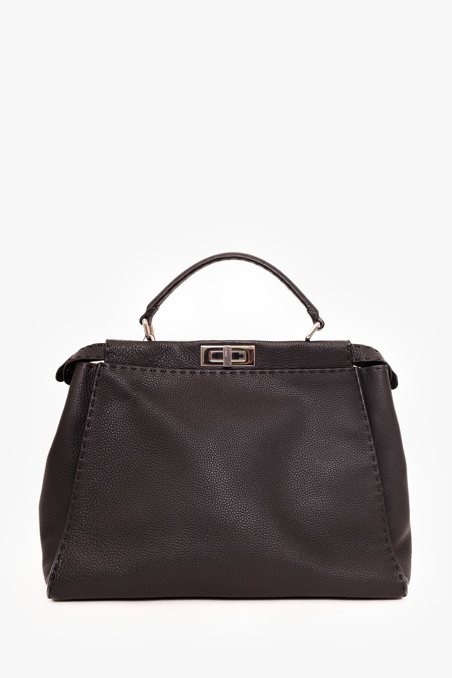 Fendi Black Leather Large Peekaboo with Strap