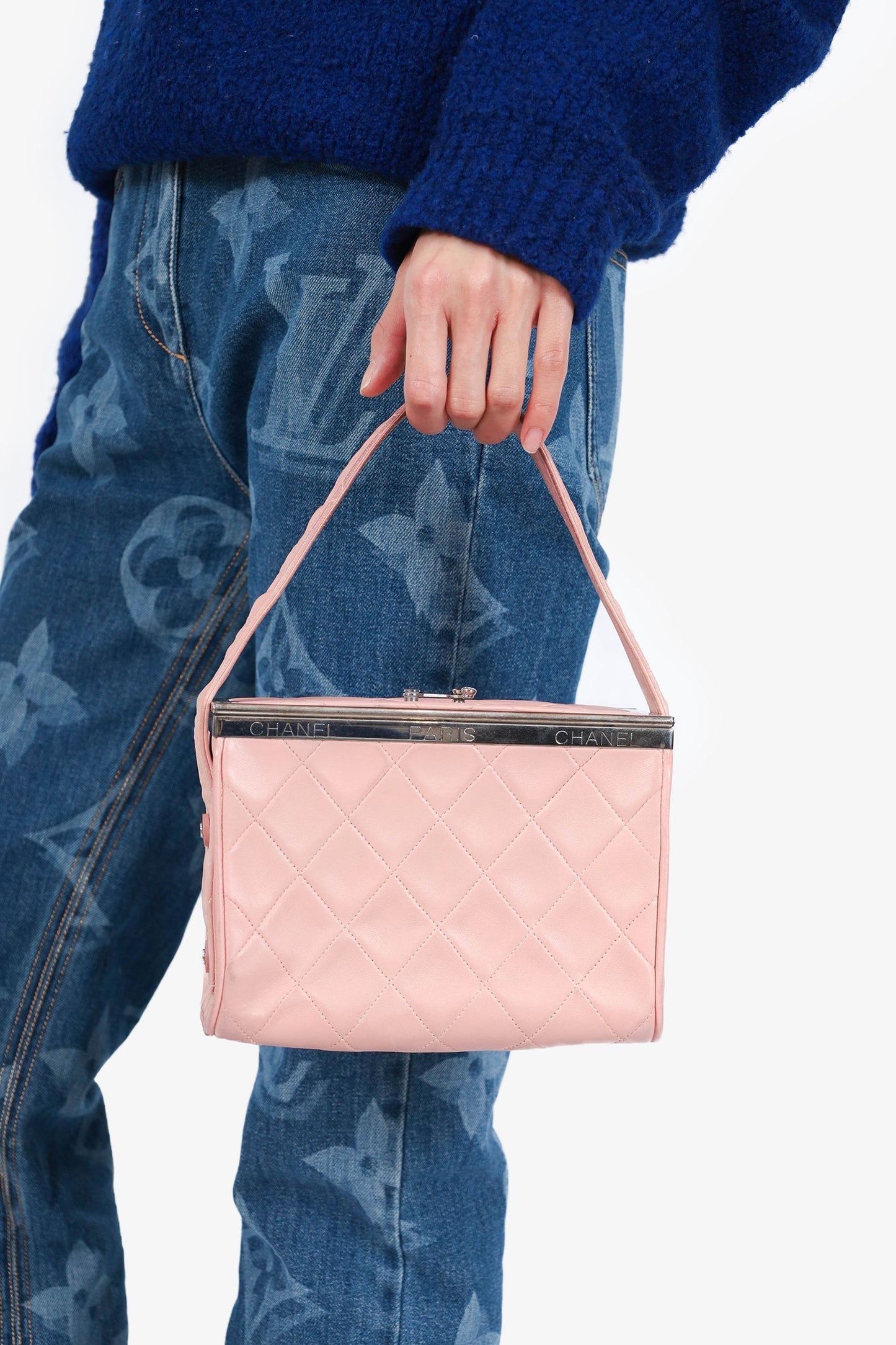 Chanel 1996-97 Pink Quilted Lambskin Vanity Box Handbag