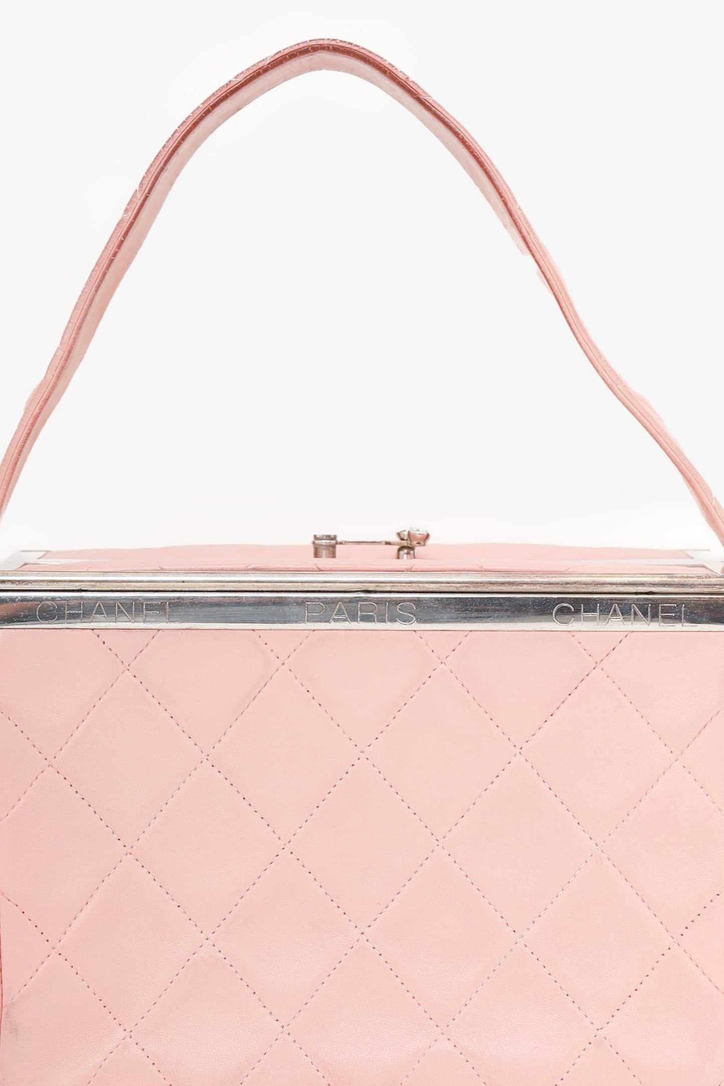 Chanel 1996-97 Pink Quilted Lambskin Vanity Box Handbag