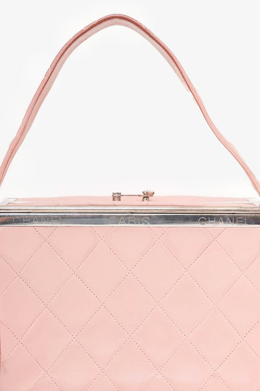 Chanel 1996-97 Pink Quilted Lambskin Vanity Box Handbag