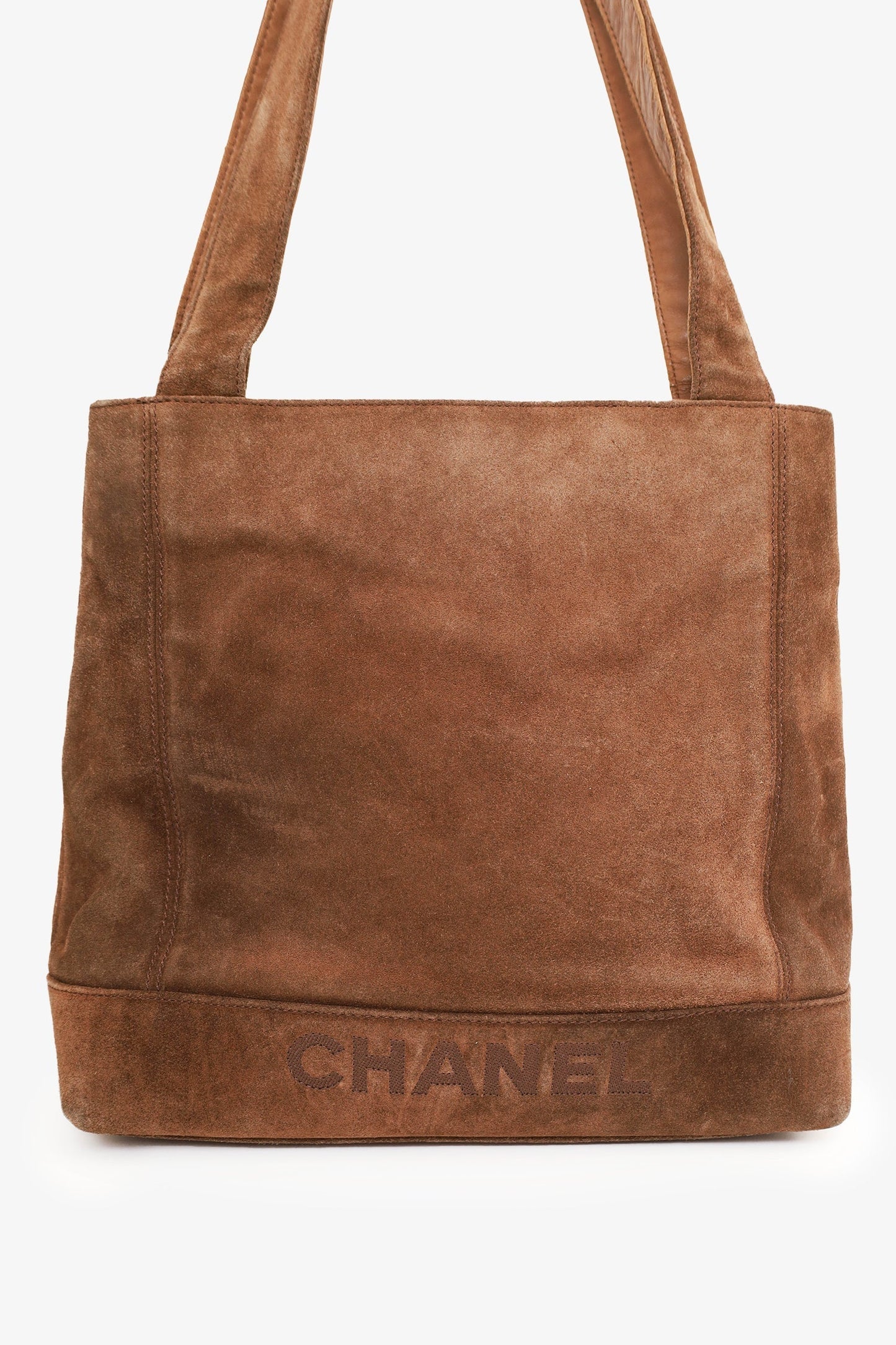 Chanel 1997-99 Brown Suede CC Embroidered Tote Bag