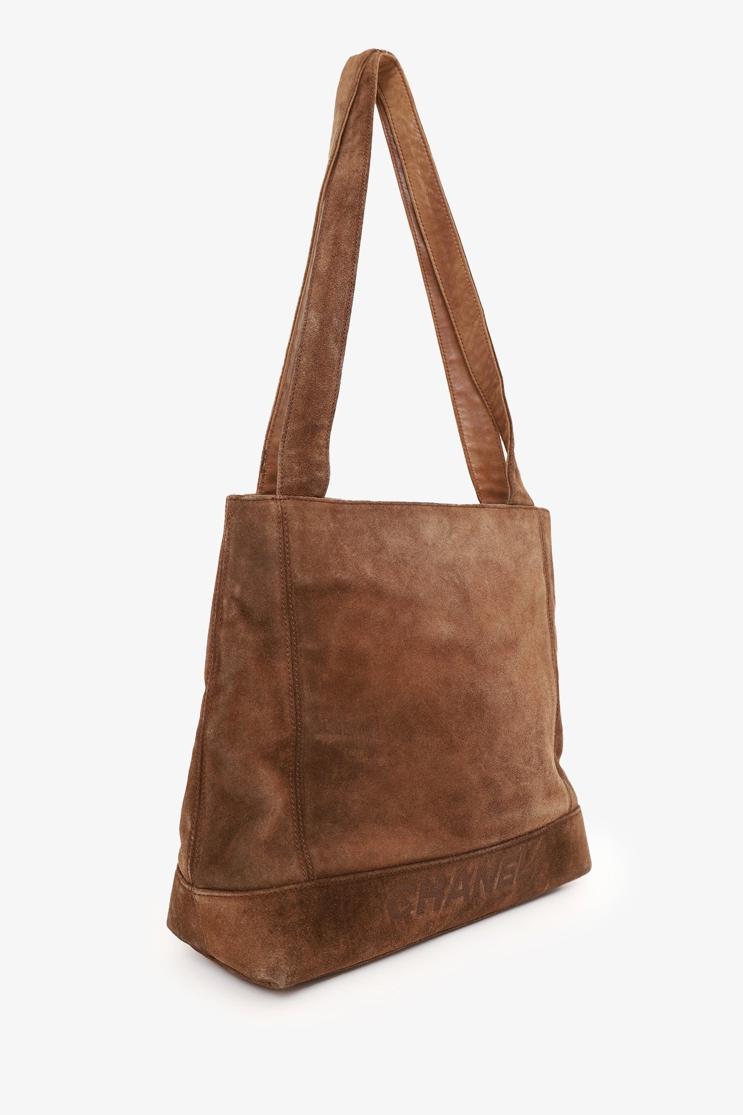 Chanel 1997-99 Brown Suede CC Embroidered Tote Bag