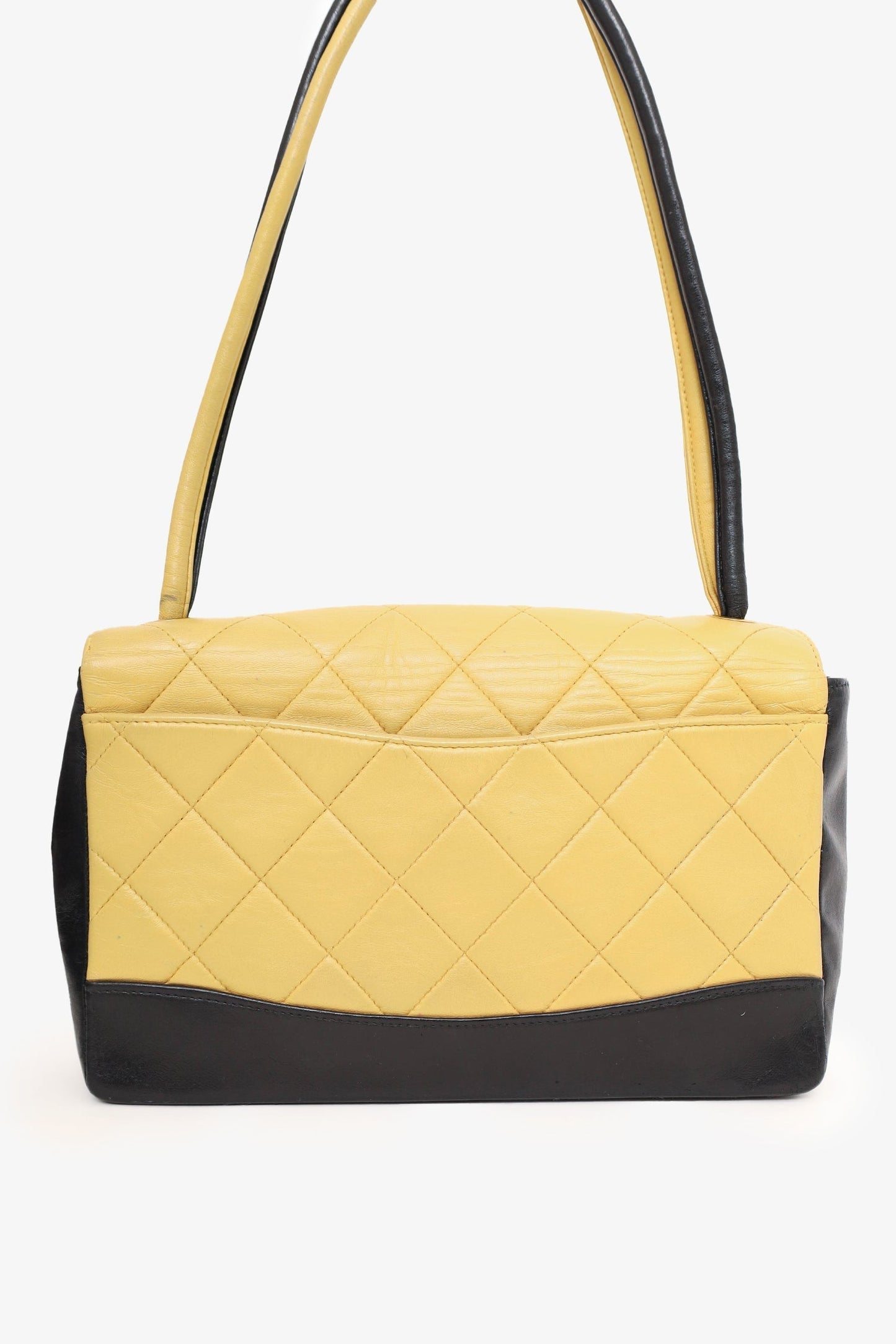Chanel 2000-02 Beige/Black Quilted Lambskin Tie Knot Flap Bag