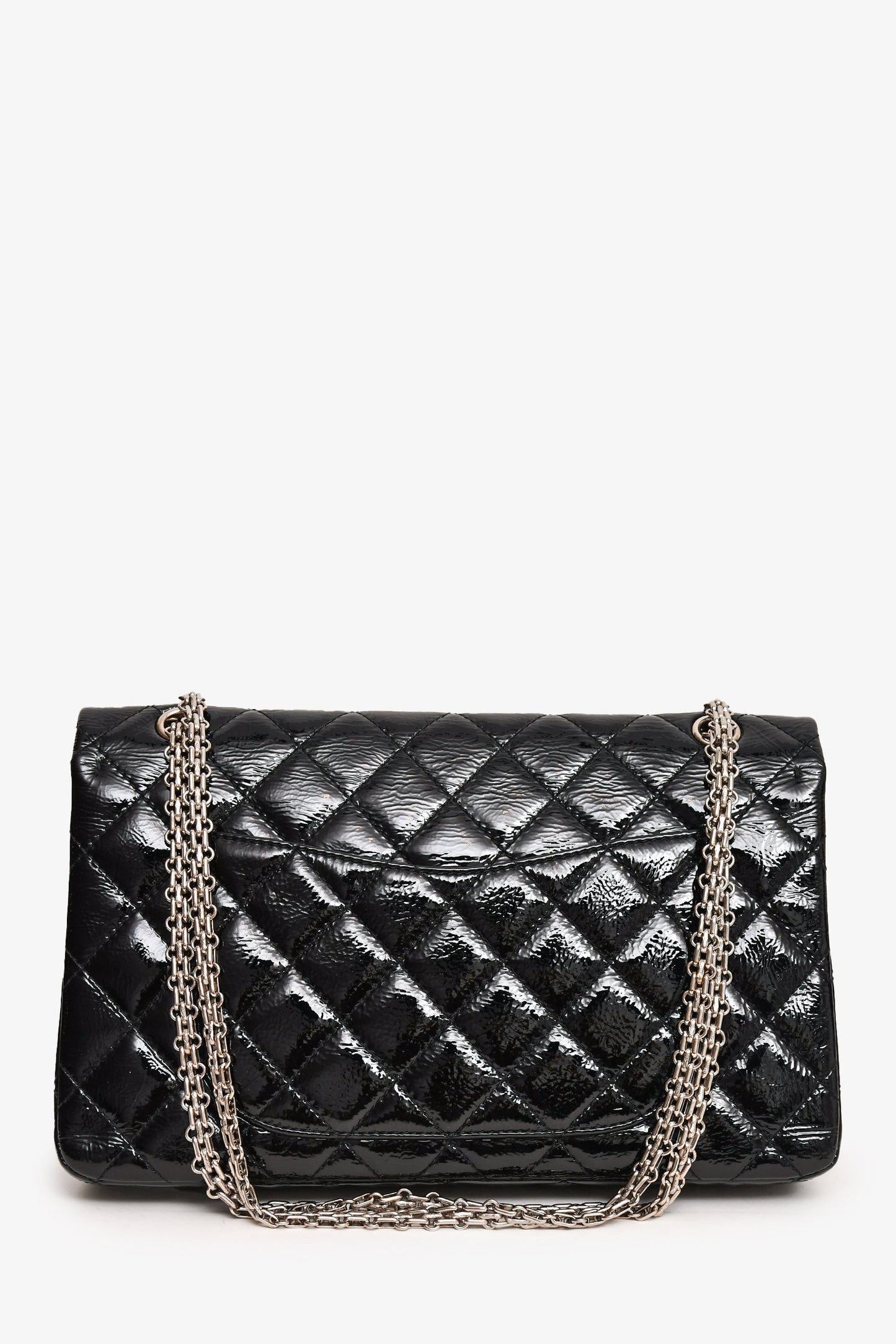 Chanel 2010-11 Black Patent Leather 2.55 Large 227 Flap Bag SHW